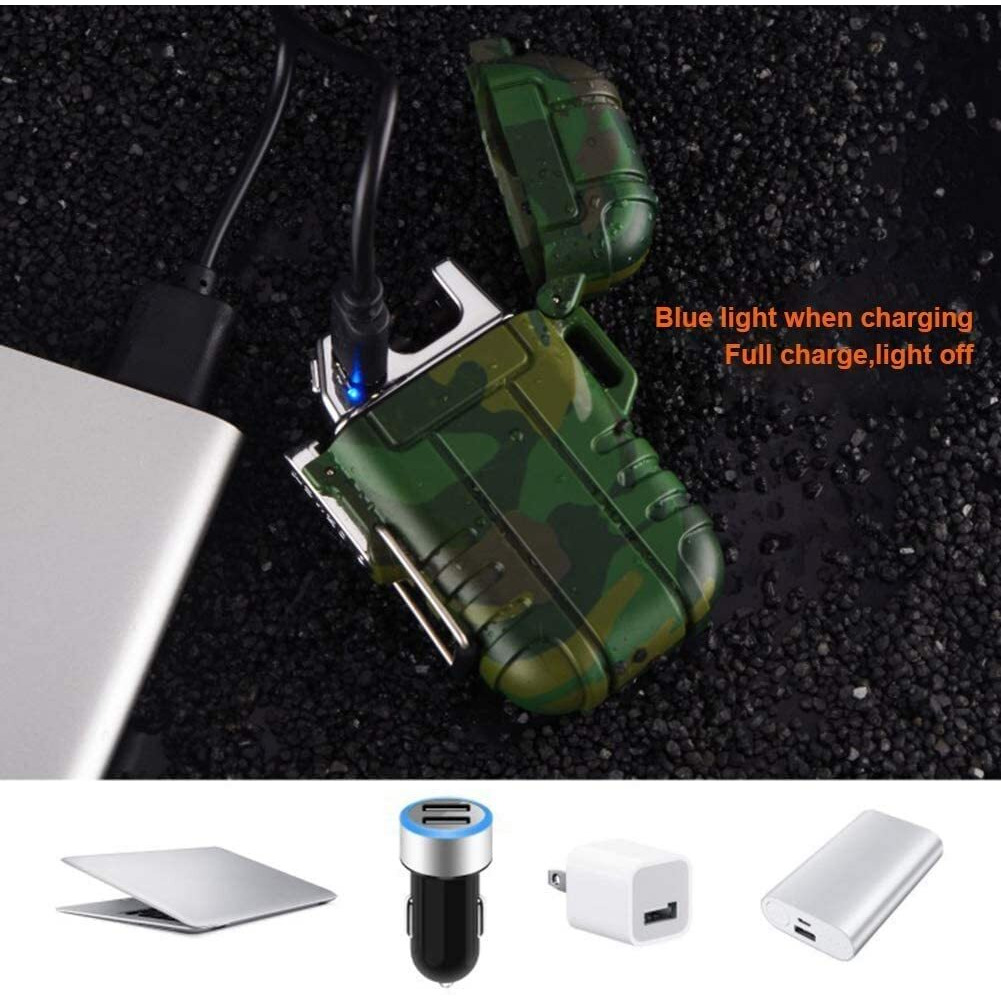 Waterproof Lighter Outdoor Windproof Lighter Dual Arc Lighter Electric Lighters Usb Rechargeable-Flameless-Plasma Lighter For Camping,Hiking