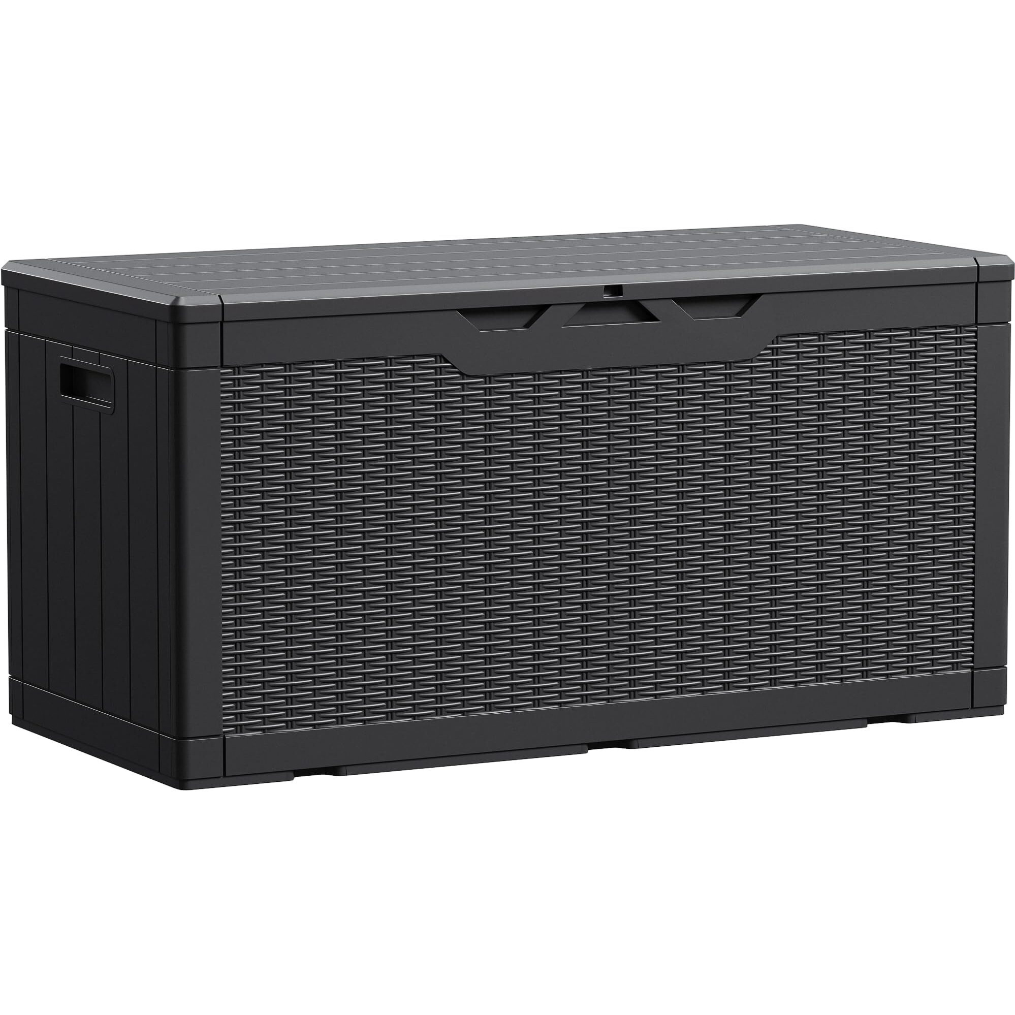 Devoko 100 Gallon Waterproof Large Resin Deck Box Indoor Outdoor Lockable Storage Container For Patio Furniture Cushions Garden Tools (100 Gallon, Black)