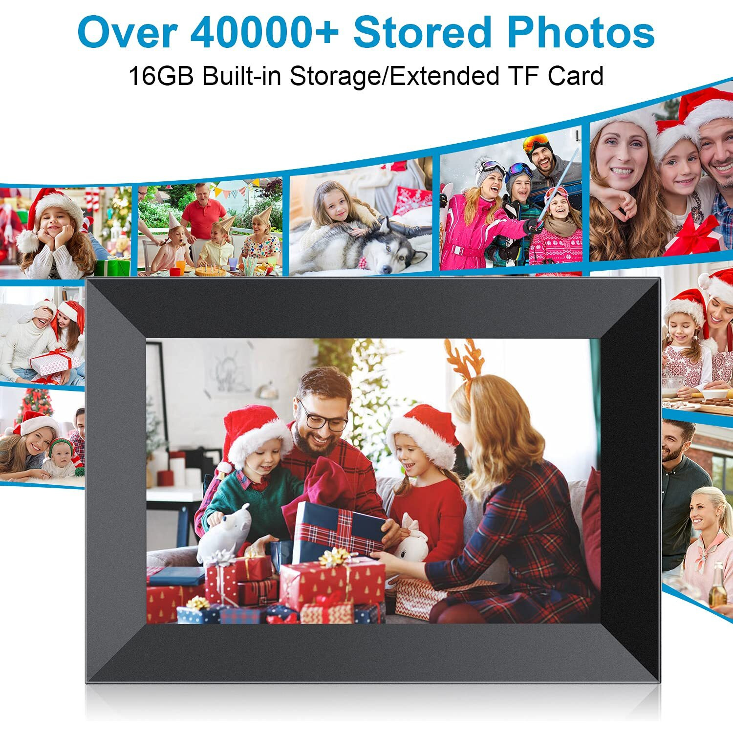 Frameo 10.1 Inch Wifi Digital Picture Frame With 1280 * 800P Ips Touch Screen Hd Disply,Video Clips And Slide Show,Auto-Rotate, Wall Mountable,Send Photos Instantly From Anywhere With Via Frameo App