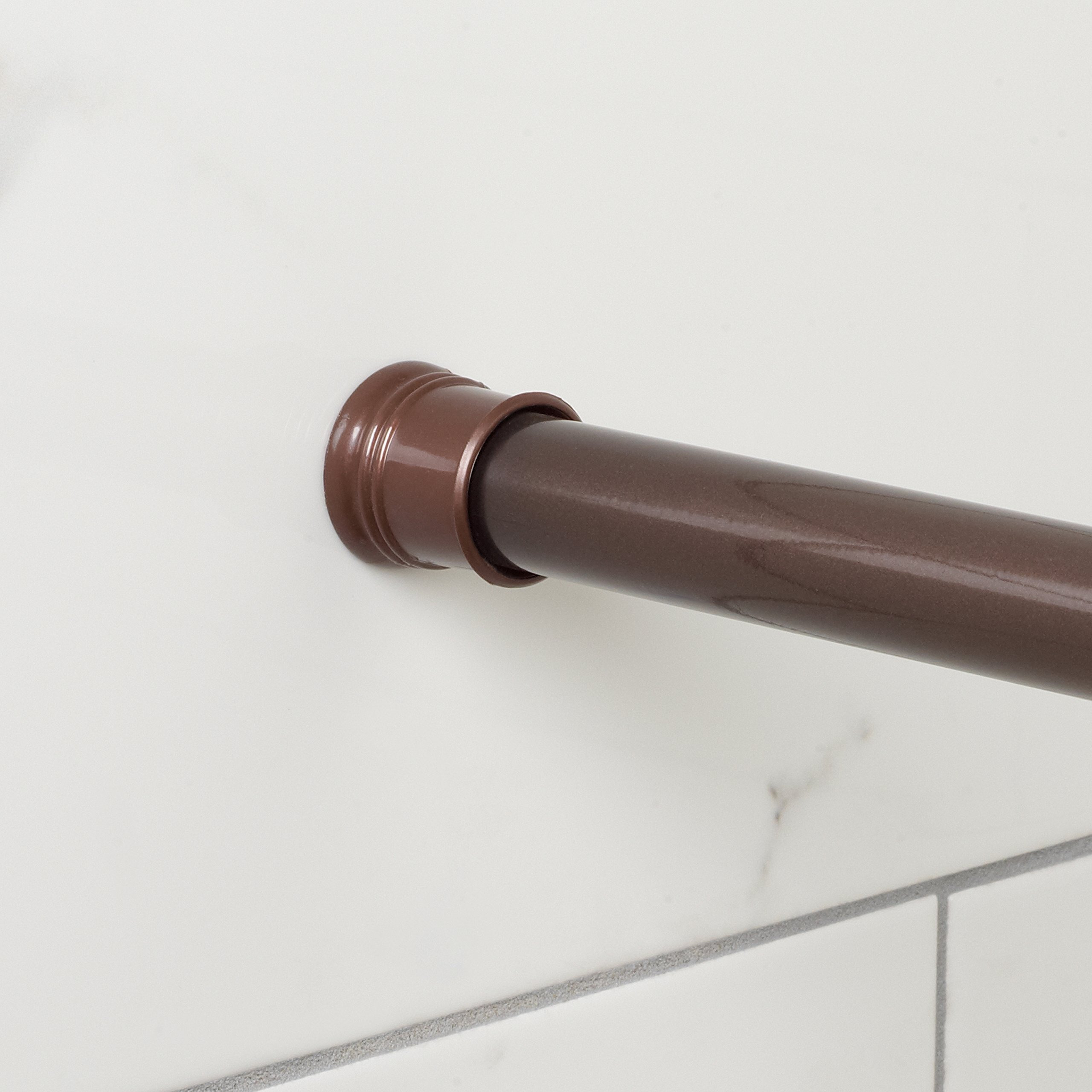 Zenna Home Adjustable Tension Shower Rod, 44"" To 72"", Bronze
