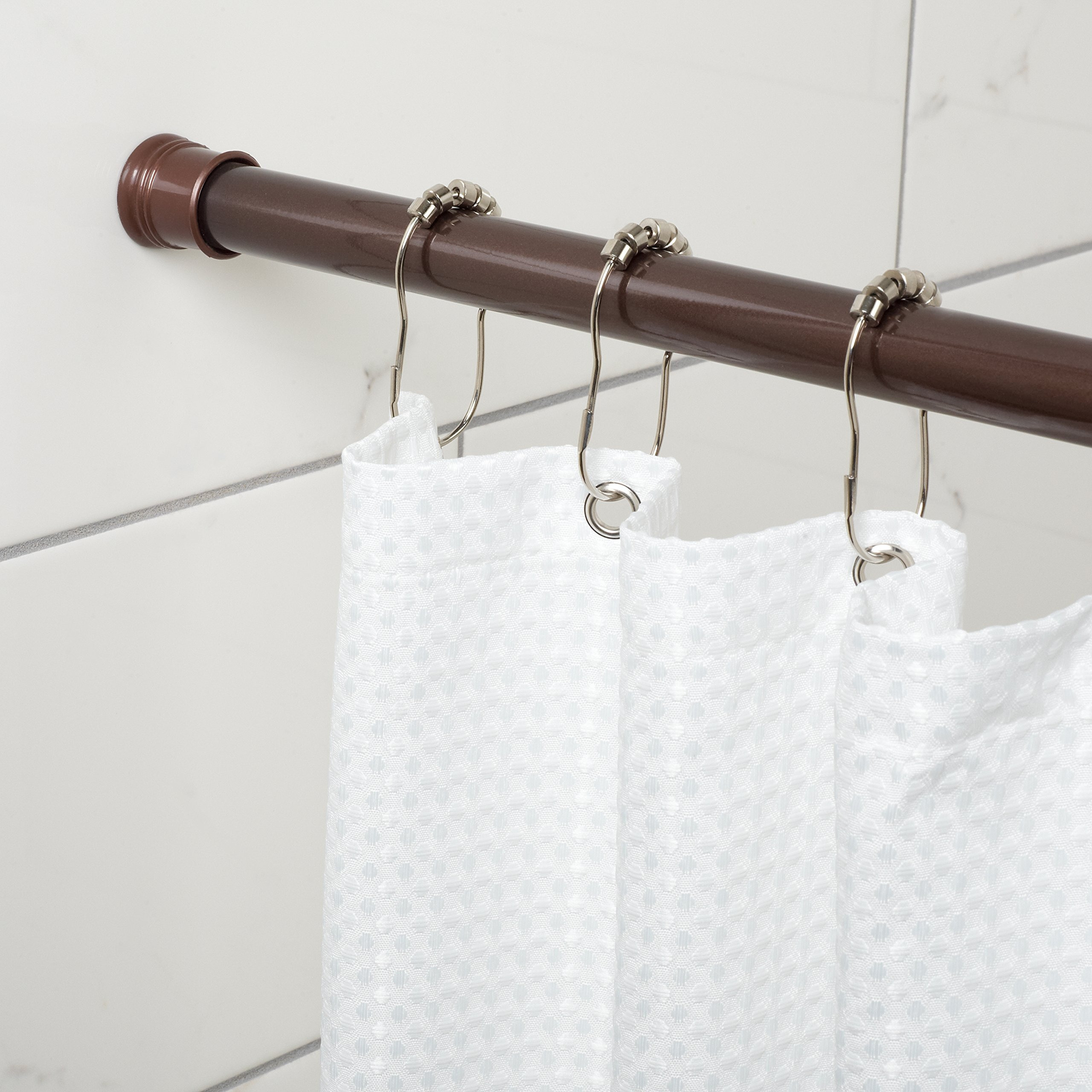 Zenna Home Adjustable Tension Shower Rod, 44"" To 72"", Bronze