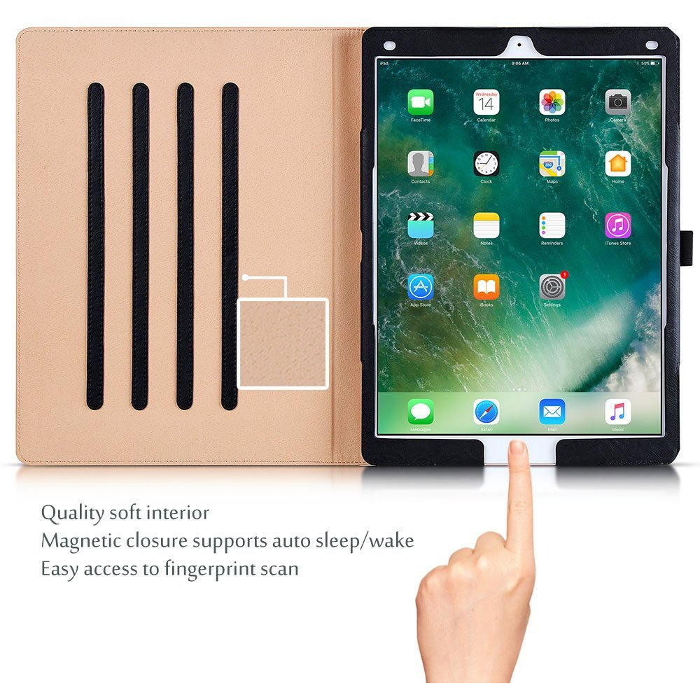 Procase For Ipad Pro 12.9 2017/2015 Case (1St & 2Nd Generation), Stand Folio Case Cover For Ipad Pro 12.9 Inch (Old Model 2017/2015), With Multiple Viewing Angles, Pencil Holder -Black