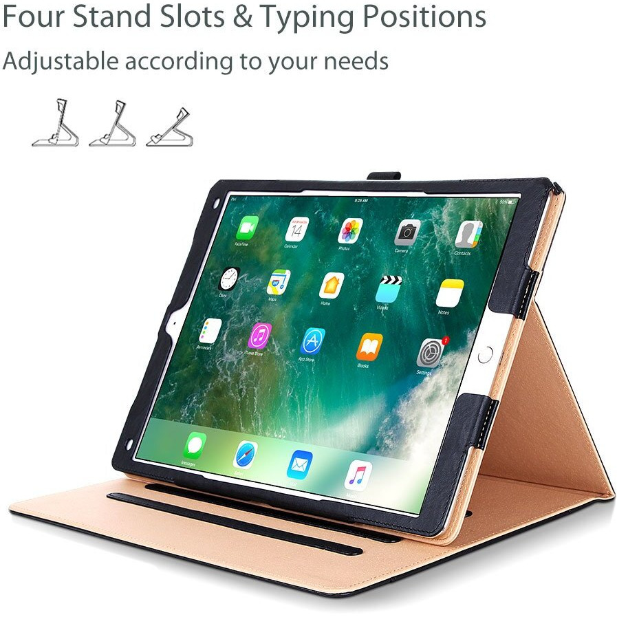 Procase For Ipad Pro 12.9 2017/2015 Case (1St & 2Nd Generation), Stand Folio Case Cover For Ipad Pro 12.9 Inch (Old Model 2017/2015), With Multiple Viewing Angles, Pencil Holder -Black