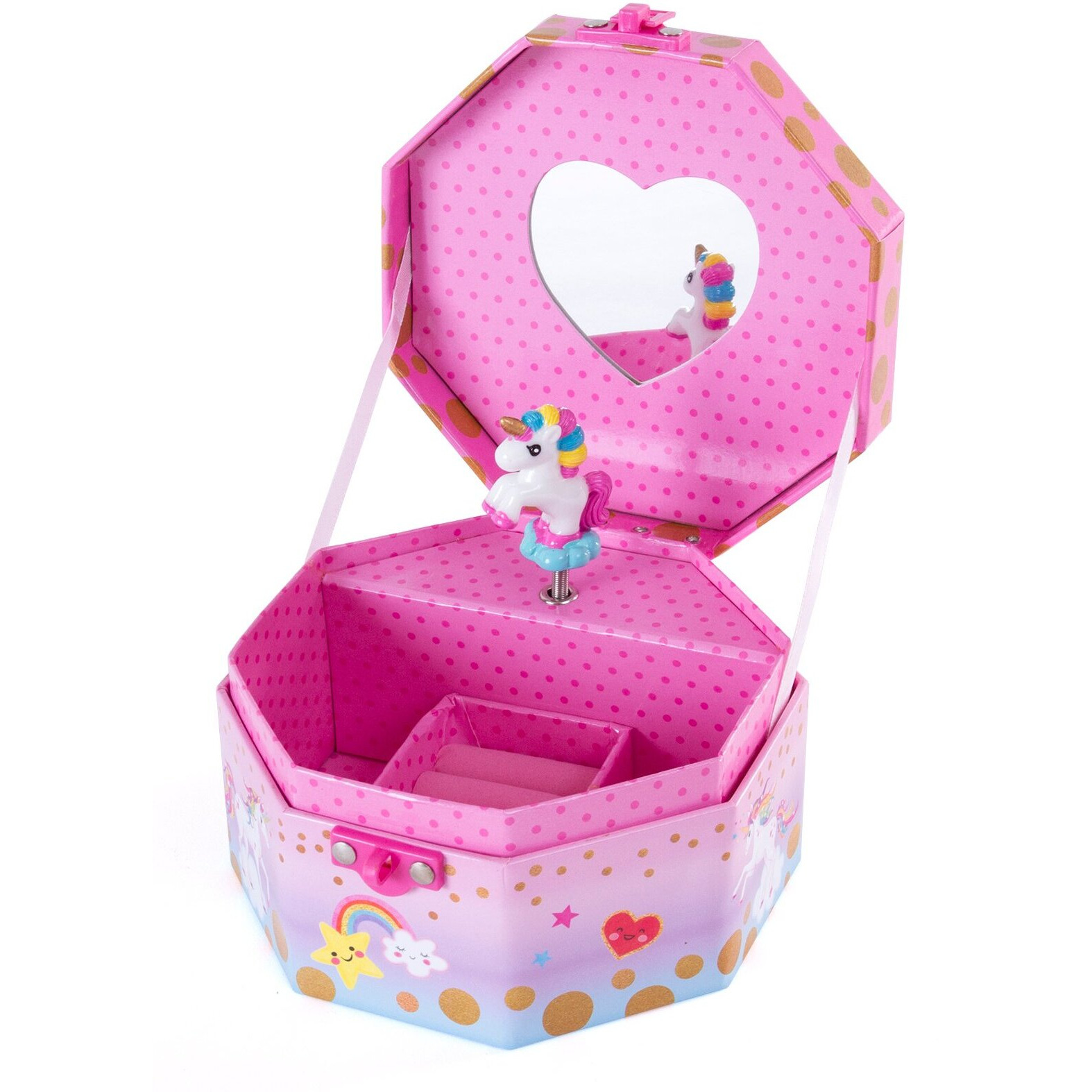 Hot Focus Musical Girls Jewelry Box - Rainbow Unicorn Music Jewel Storage Box - Plays Beethovens Fr Elise