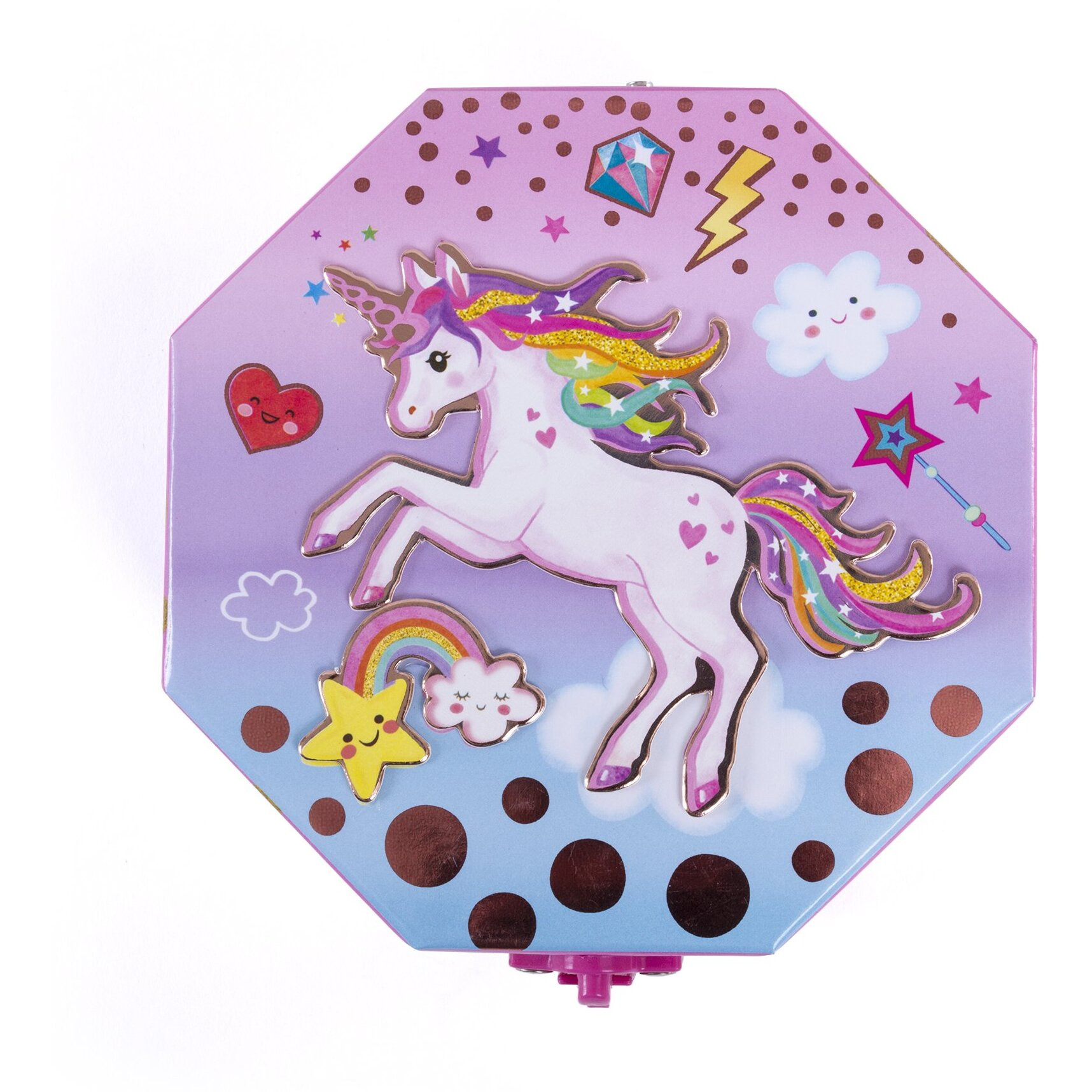 Hot Focus Musical Girls Jewelry Box - Rainbow Unicorn Music Jewel Storage Box - Plays Beethovens Fr Elise
