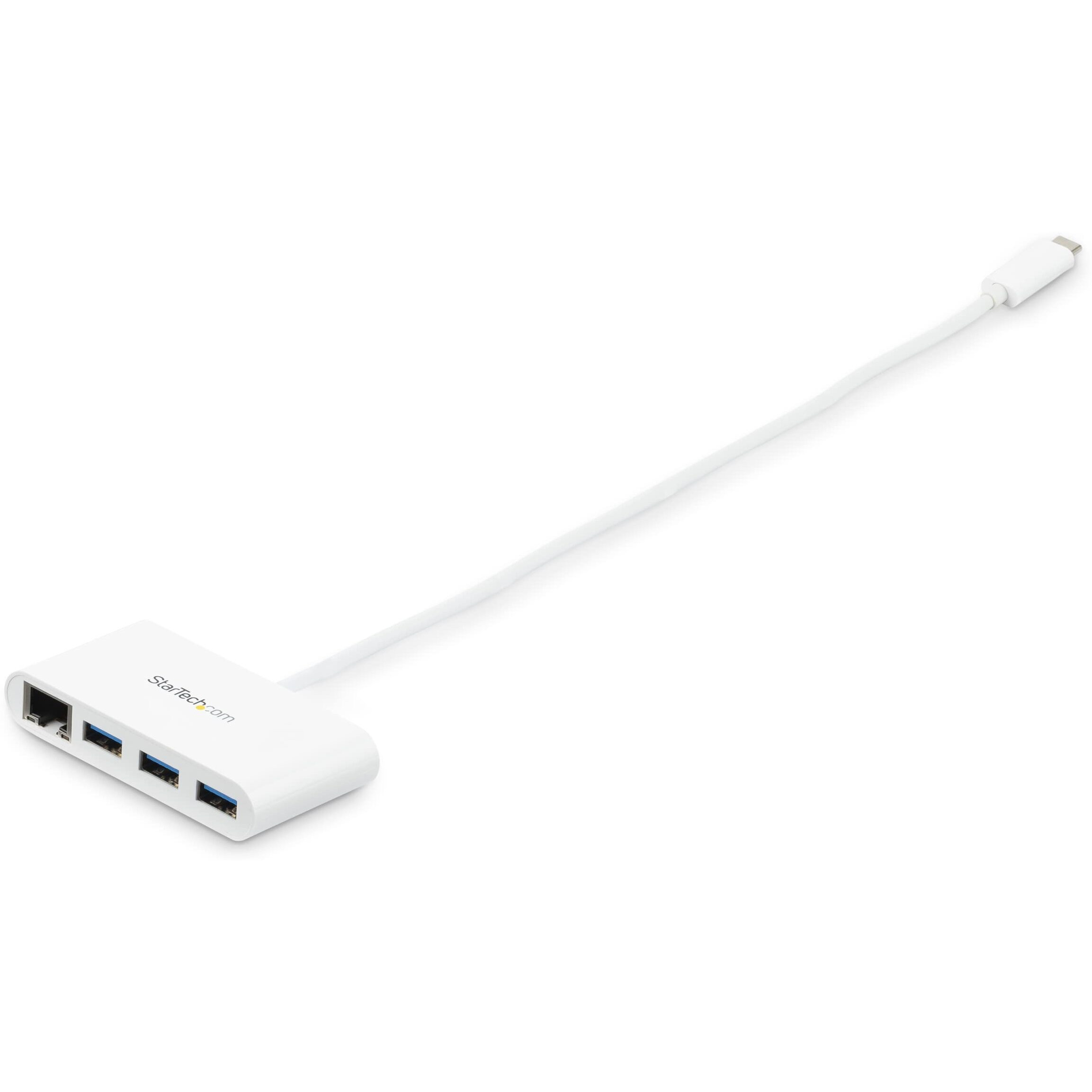 Startech.Com 3 Port Usb C Hub W/Gigabit Ethernet Usb Type C To 3 X Usb-A Multi Port Usb 3.0 Hub For Macbook Pro (Hb30C3A1Gea) White
