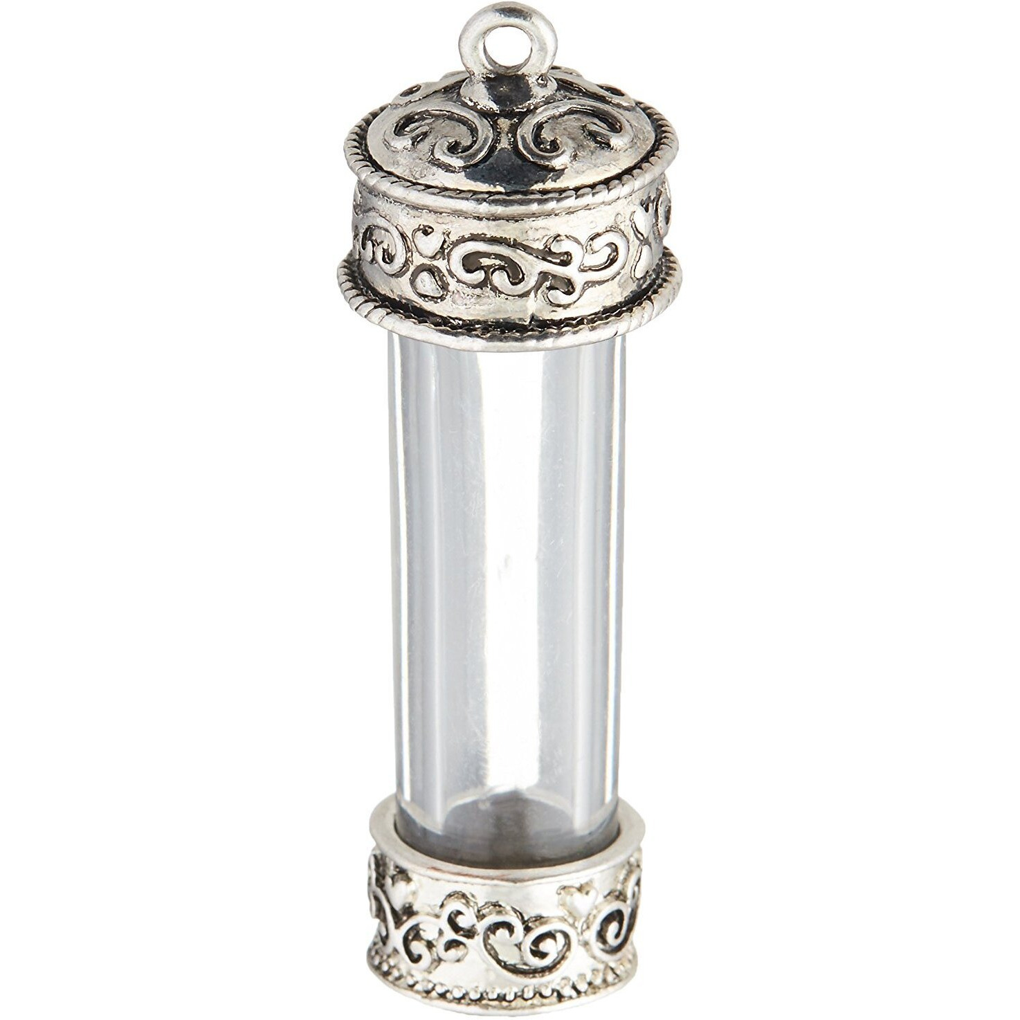 Solid Oak Steampunk Glass Pendant 1/Pkg-Large Vial, Silver