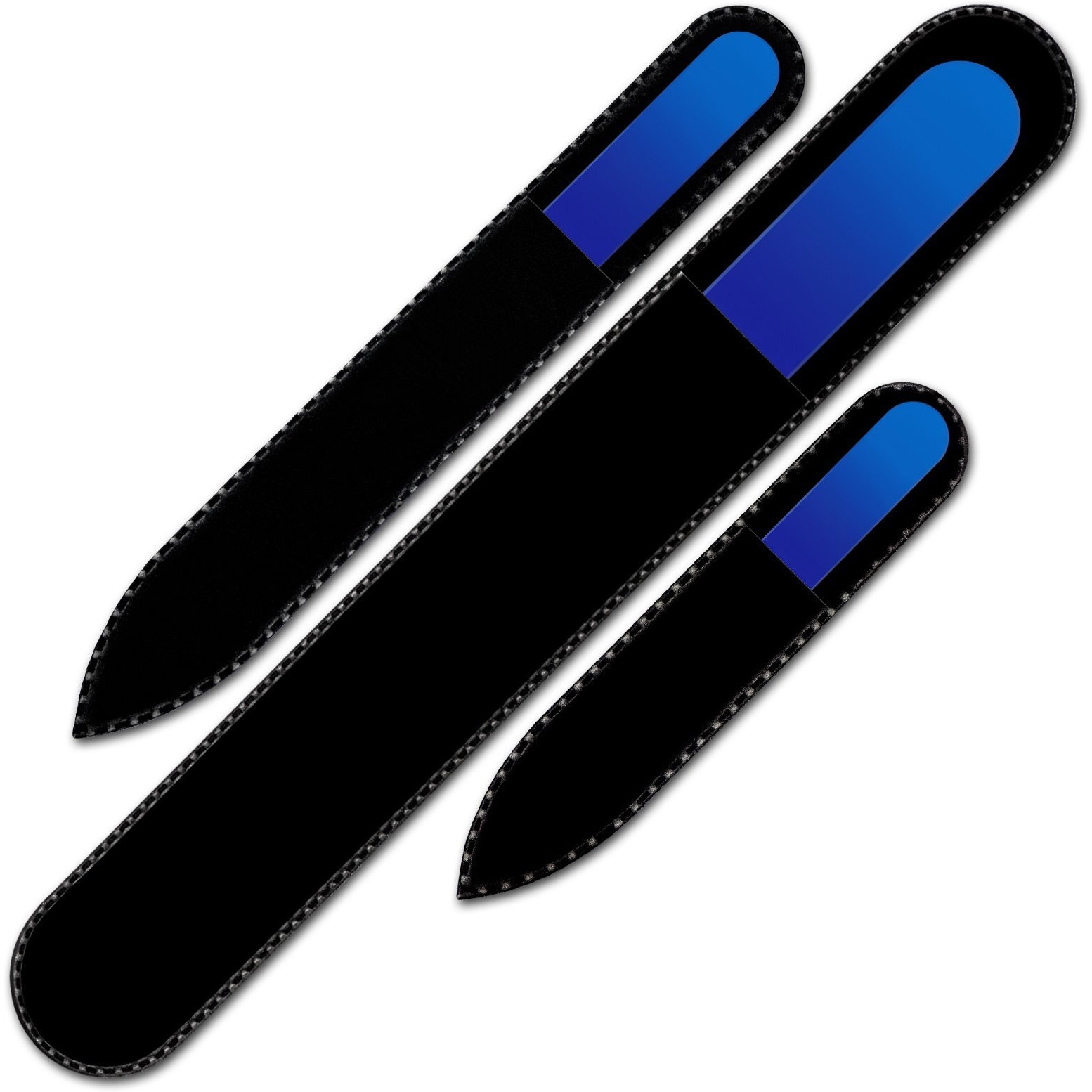 Glass Nail File - Mont Bleu Premium Set Of 3 Crystal Nail Files In Pouch - Handmade Gifts - Best Glass Nail Files For Natural Nails - Washable Double Sided Nail File - Etched Nail Files