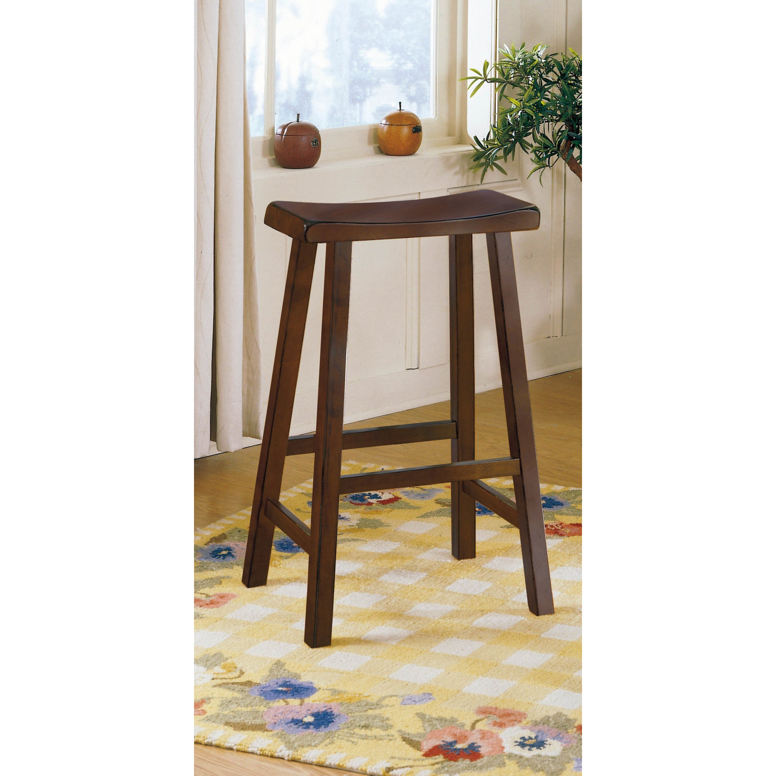 Homelegance Saddleback 29-Inch Height Barstool, Cherry, Set Of 2