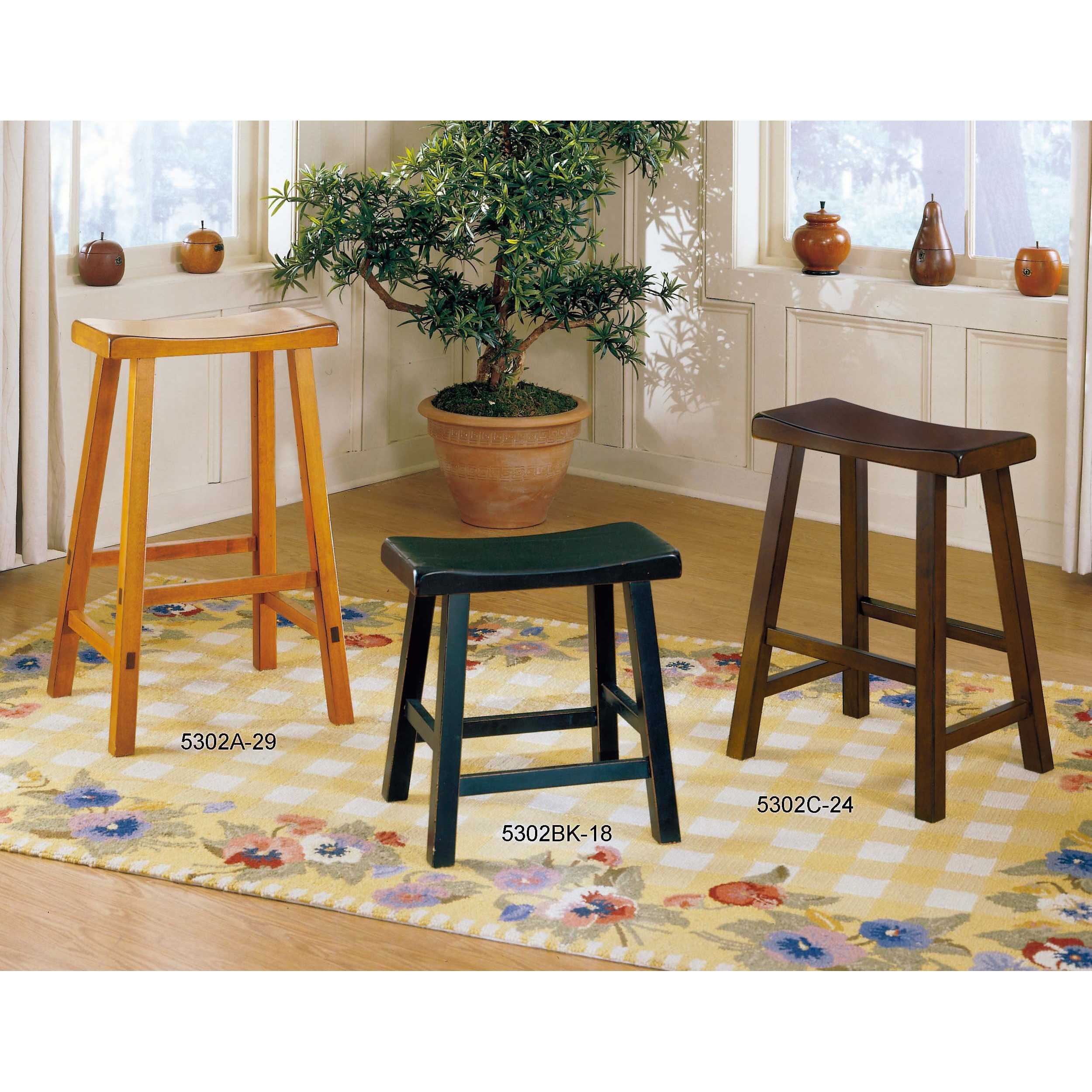 Homelegance Saddleback 29-Inch Height Barstool, Cherry, Set Of 2