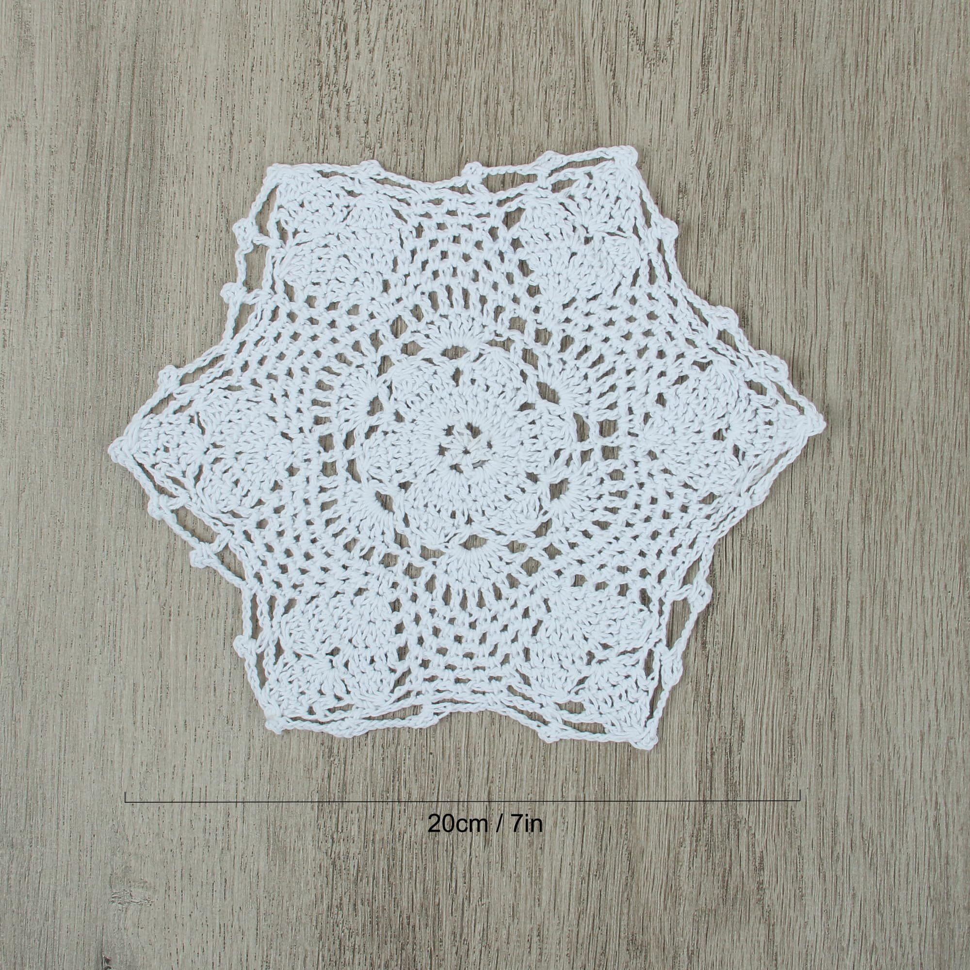 Kilofly Crochet Cotton Lace Table Placemats Doilies Vase Pads, 4Pc, White, 7 Inch