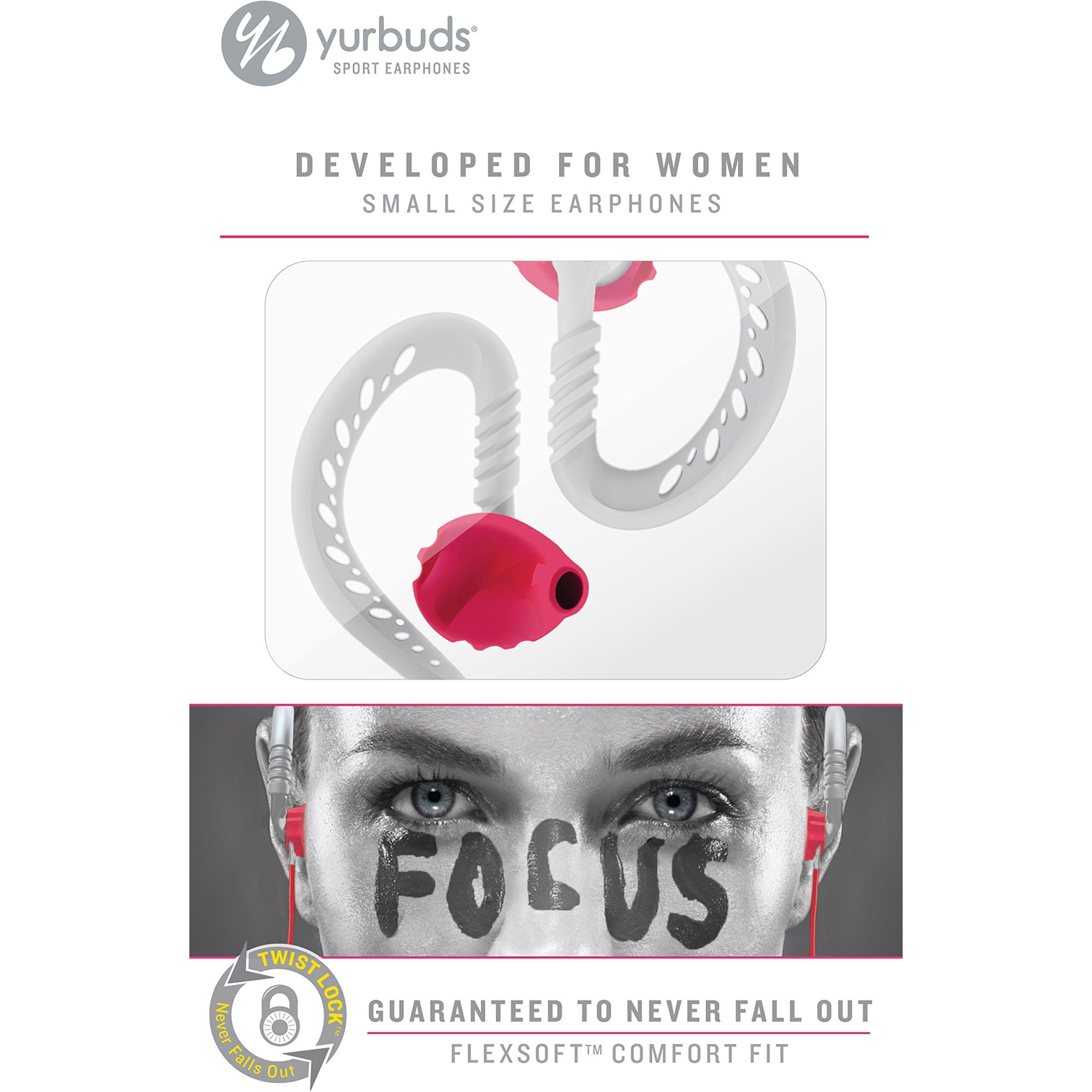 Yurbuds Focus Women's Sport Earbuds, Pink