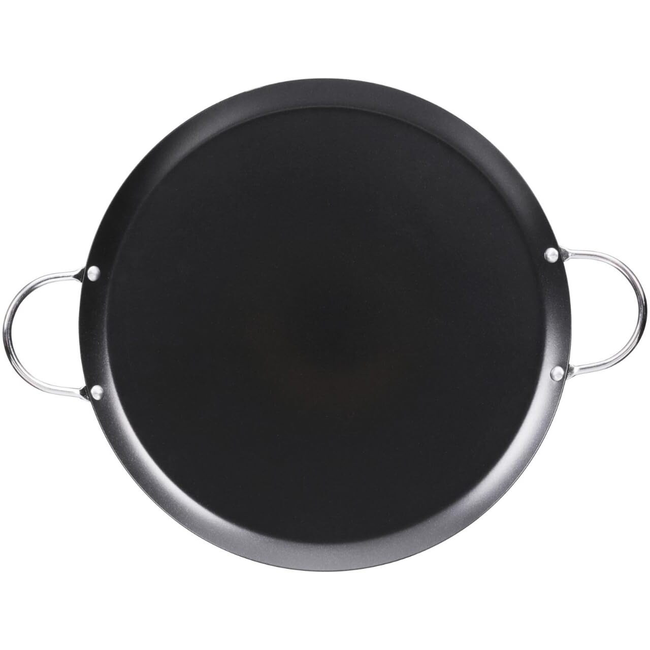 Imusa 11In Carbon Steel Nonstick Round Comal With Metal Handles, Black