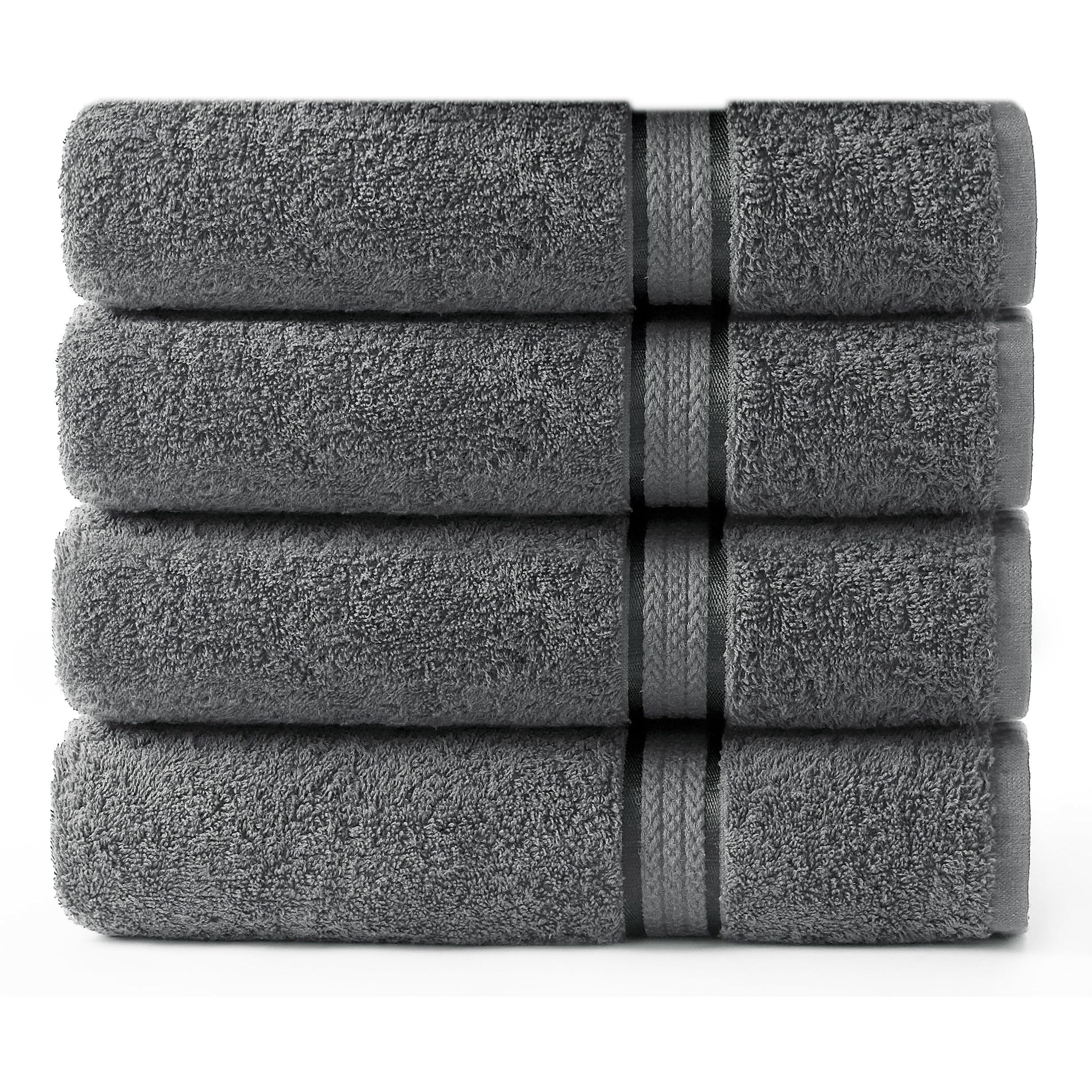 Cotton Craft - 4 Pack -Ultra Soft Oversized Extra Large Bath Towels 30X54 Charcoal- 100% Pure Ringspun Cotton - Luxurious Rayon Trim - Ideal For Daily Use - Each Towel Weighs 22 Ounces
