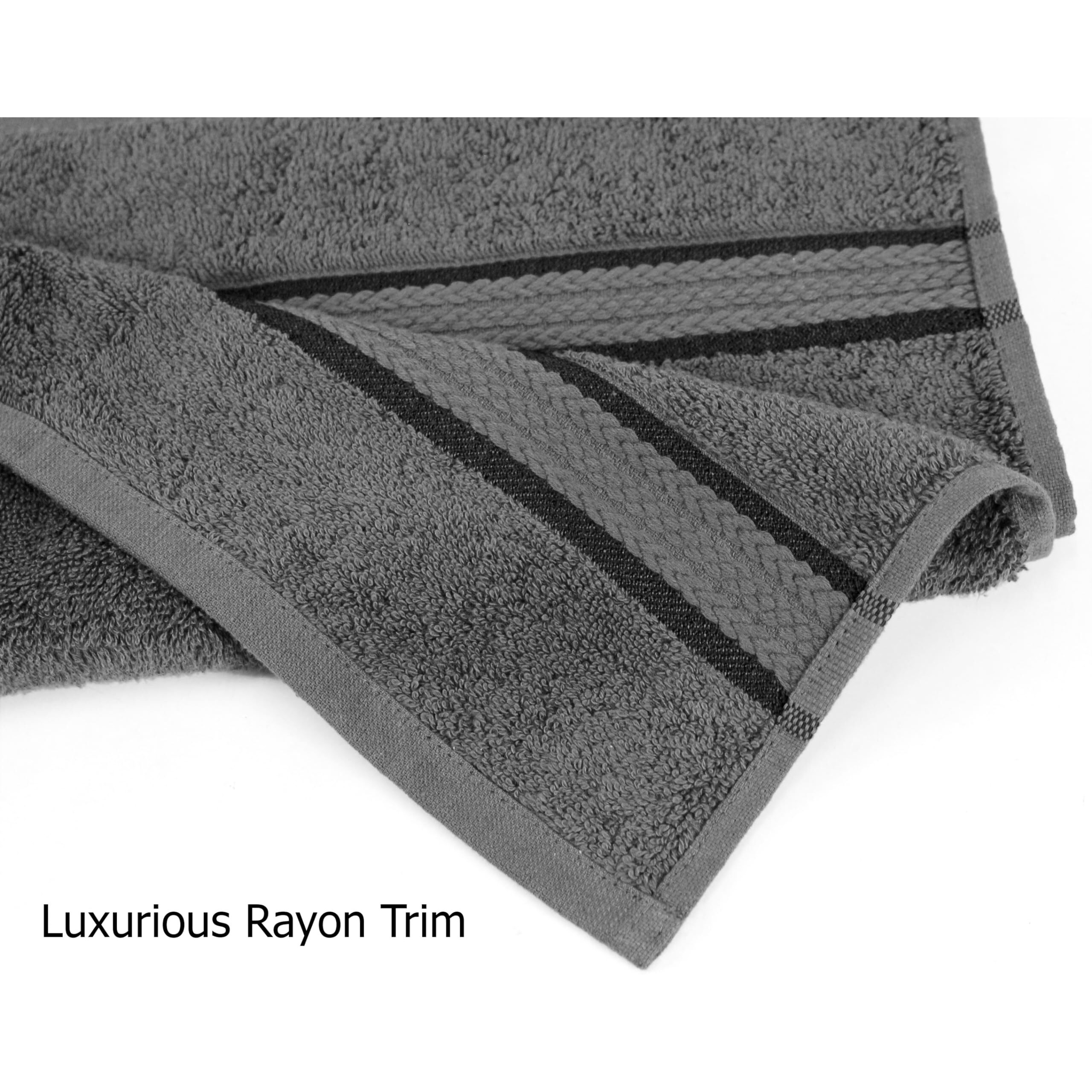 Cotton Craft - 4 Pack -Ultra Soft Oversized Extra Large Bath Towels 30X54 Charcoal- 100% Pure Ringspun Cotton - Luxurious Rayon Trim - Ideal For Daily Use - Each Towel Weighs 22 Ounces