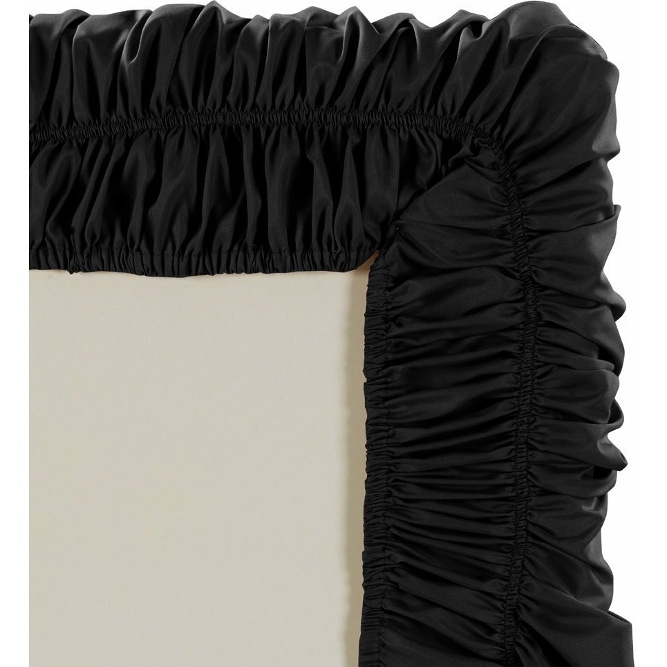 Fancy Collection Queen-King Easy Fit Bed Ruffle Wrap Around Elastic Bed Skirt With 17"" Drop New Easy Install Solid Black New