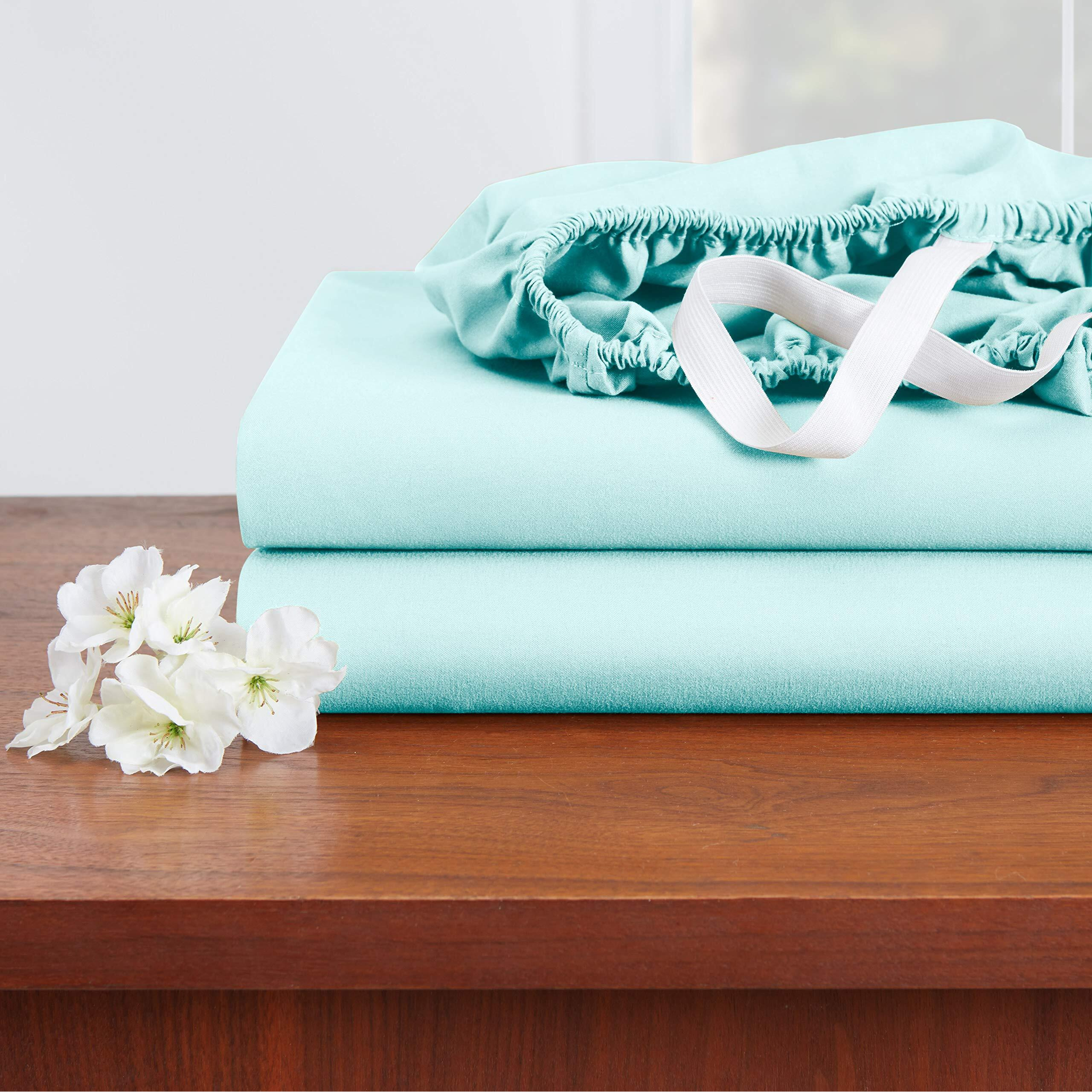 Empyrean Queen Sheets - 4 Pc Super Soft Bed Sheets Queen Size - Double Brushed Microfiber Queen Size Sheets - Hotel Luxury Light Baby Blue Queen Bed Sheets Set, With 4 Corner Elastic Straps