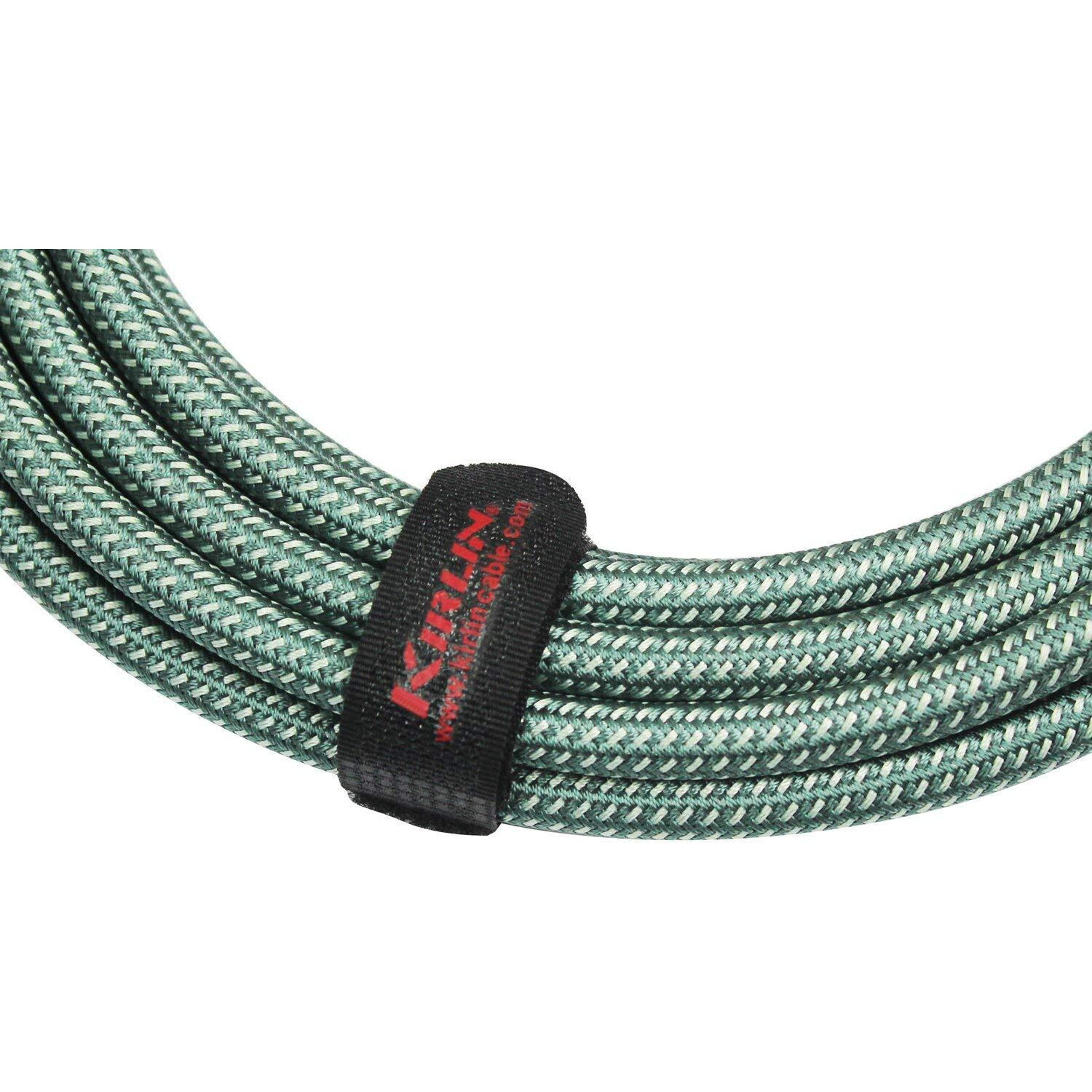 Kirlin Cable Iwb-202Pfgl-10/Ol -10 Feet- Straight To Right Angle 1/4-Inch Plug Premium Plus Instrument Cable, Olive Green Tweed Woven Jacket