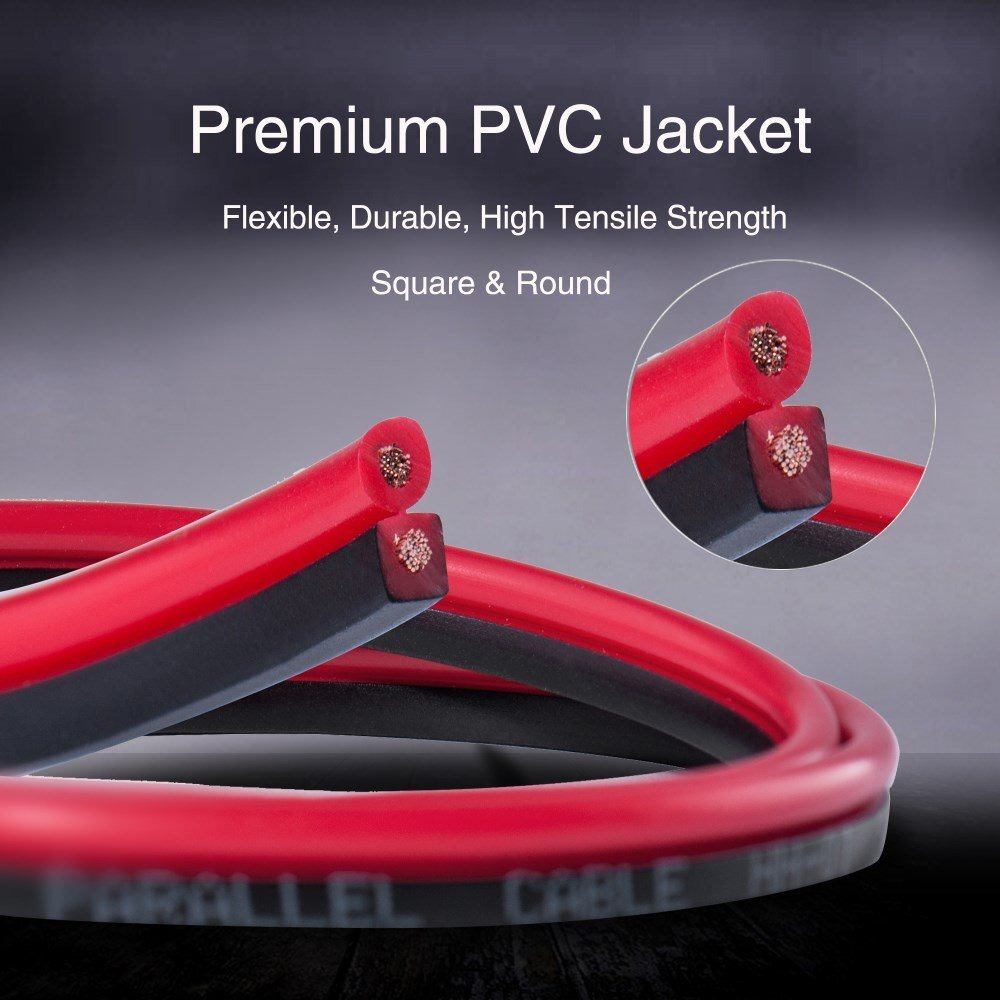 Tyumen 100Ft 18 Awg Gauge 2 Conductor Stranded Red Black Car Home Stereo Speaker Audio Cable Electrical Hookup Wire - 99.95% Oxygen Free Copper Wires