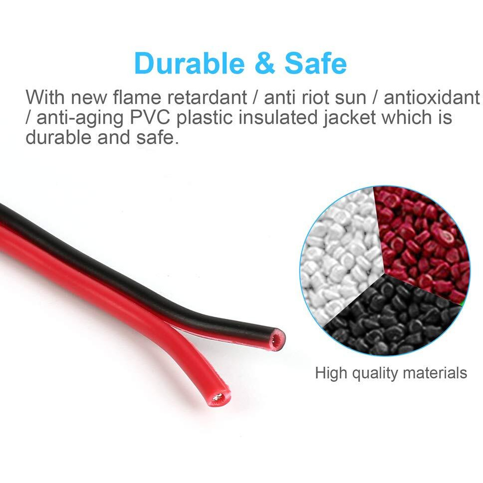 Tyumen 100Ft 18 Awg Gauge 2 Conductor Stranded Red Black Car Home Stereo Speaker Audio Cable Electrical Hookup Wire - 99.95% Oxygen Free Copper Wires