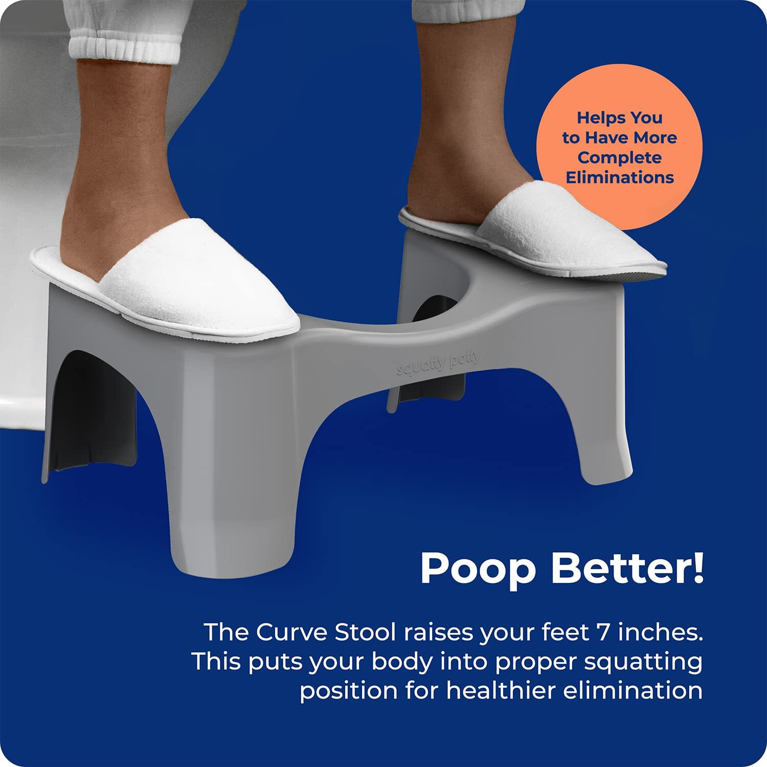 Squatty Potty The Original Bathroom Toilet Stool, Curve Lightweight With Sleek And Modern Design, Gray, 7""