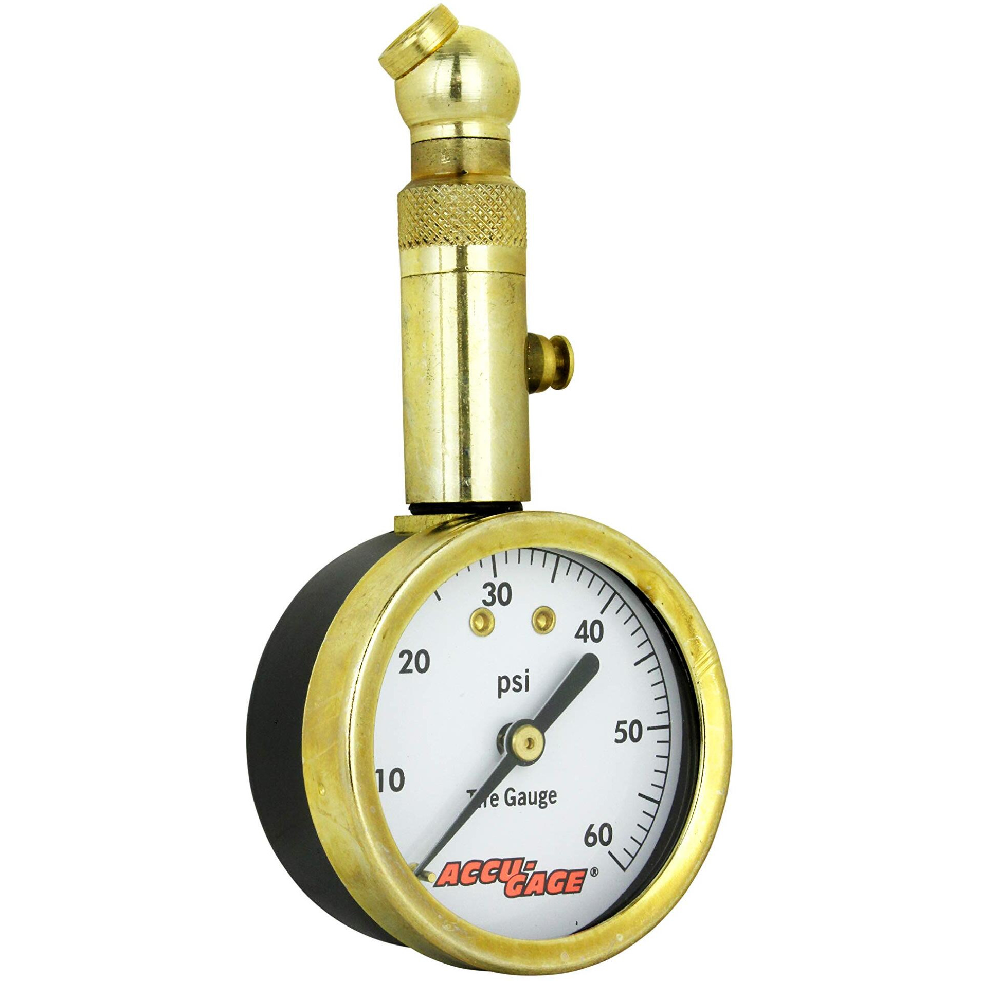 Accu-Gage By Milton Dial Tire Pressure Gauge With Swivel Angle Air Chuck - Ansi Certified For Motorcycle/Car/Truck Tires (0-60 Psi)