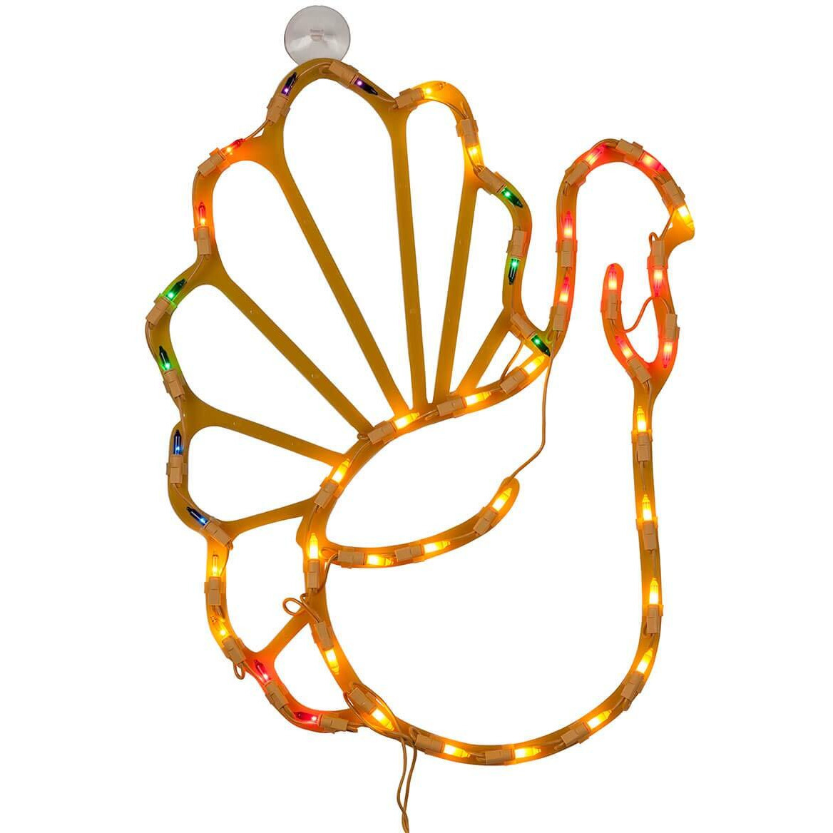 Impact 17"" Yellow And Red Lighted Thanksgiving Turkey Window Silhouette Decoration