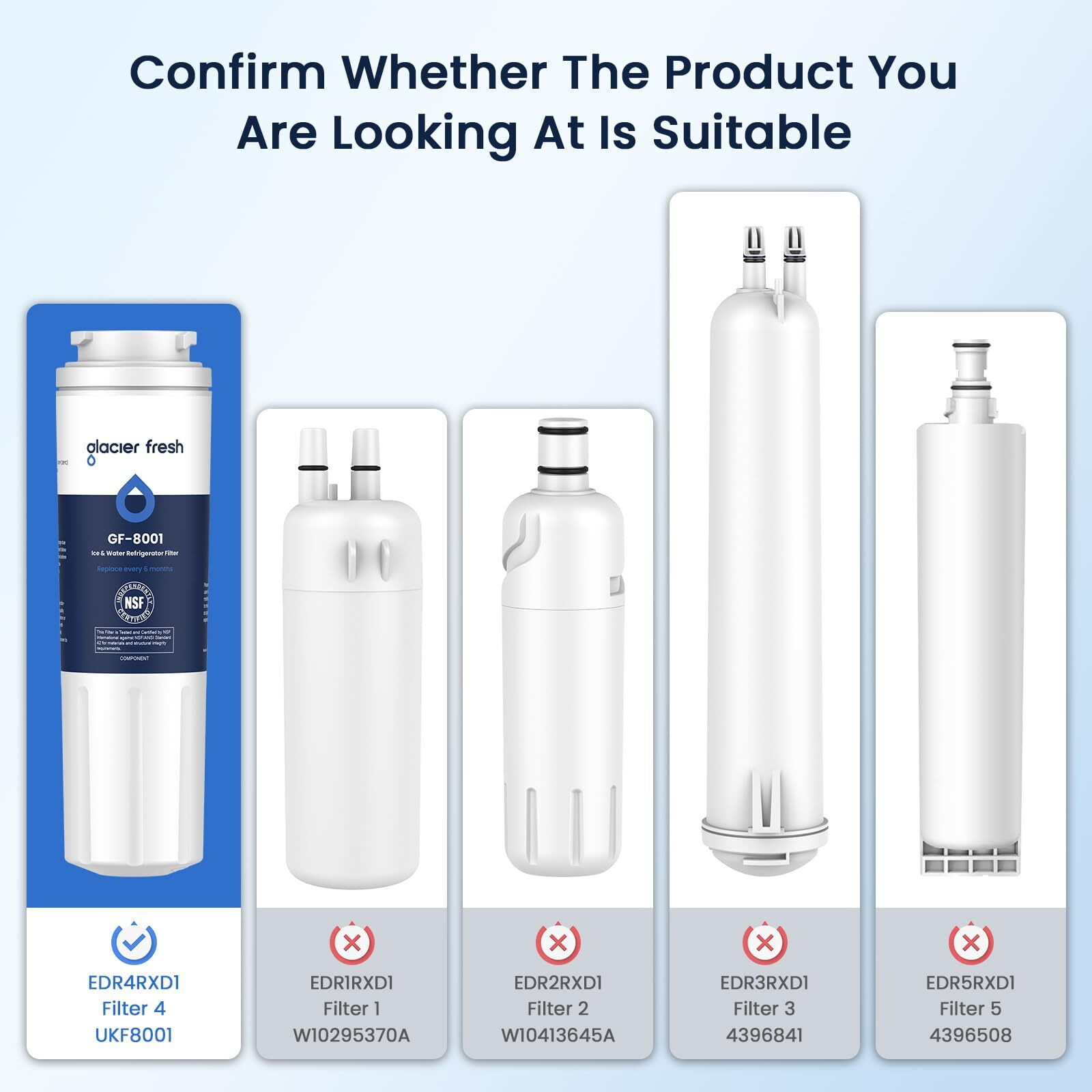 Glacier Fresh Ukf8001 Compatible With Whirlpool Refrigerator Water Filter 4, Edr4Rxd1, Everydrop Filter 4, 4396395, Maytag Ukf8001, Ukf8001Axx, Whr4Rxd1, Kad4Rxd1, 46-9006, Puriclean Ii, Pack Of 1