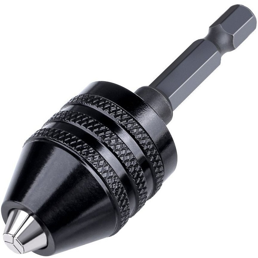 Hymnorq Keyless Aluminum Alloy Black Mini 3-Jaw Drill Chuck Screwdriver Adapter With Quick-Change 1/4"" Hex Shank To Hold 0.3-6.5Mm Drill Bits Milling Cutters