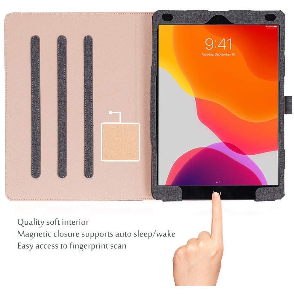 Procase For Ipad 10.2 Inch Case 2021 9Th Generation/2020 8Th Generation/2019 7Th Generation Ipad Case, Leather Vintage Stand Folio Cover Protective Case For 10.2"" Ipad 9Th Gen/8Th Gen/7Th Gen -Grey