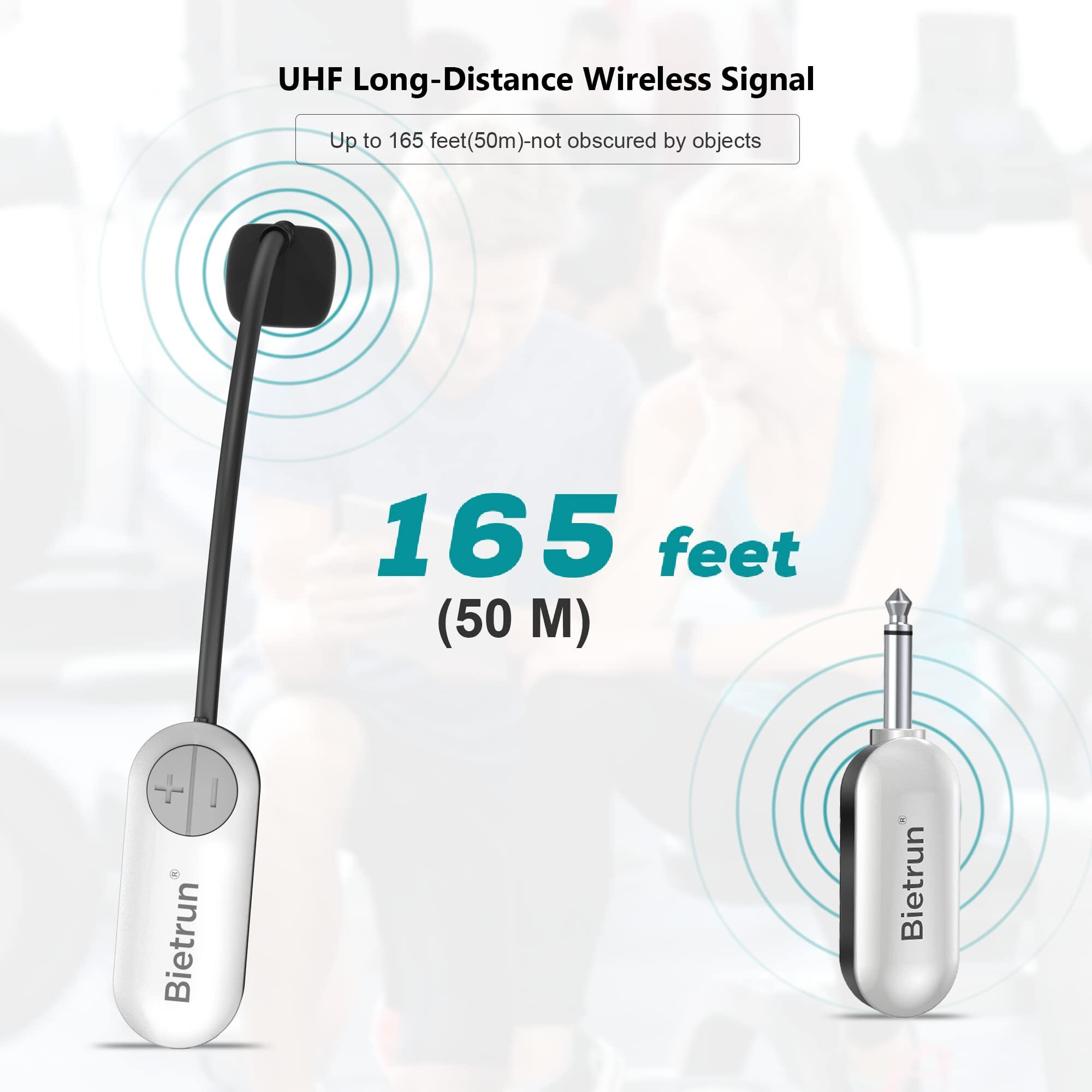 Bietrun Uhf Wireless Microphone Headset, 165Ft Range, Working Time 6H, 1/4''Plug, Wireless Headset Mic &Handheld Mic 2 In 1, For Karaoke Speaker, Amplifier, Mic Speakers, Pa System, Teaching, Fitness