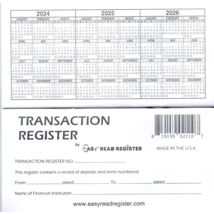 12 Check Registers For Personal Checkbook - Made In The Usa - Checkbook Ledger Transaction Registers