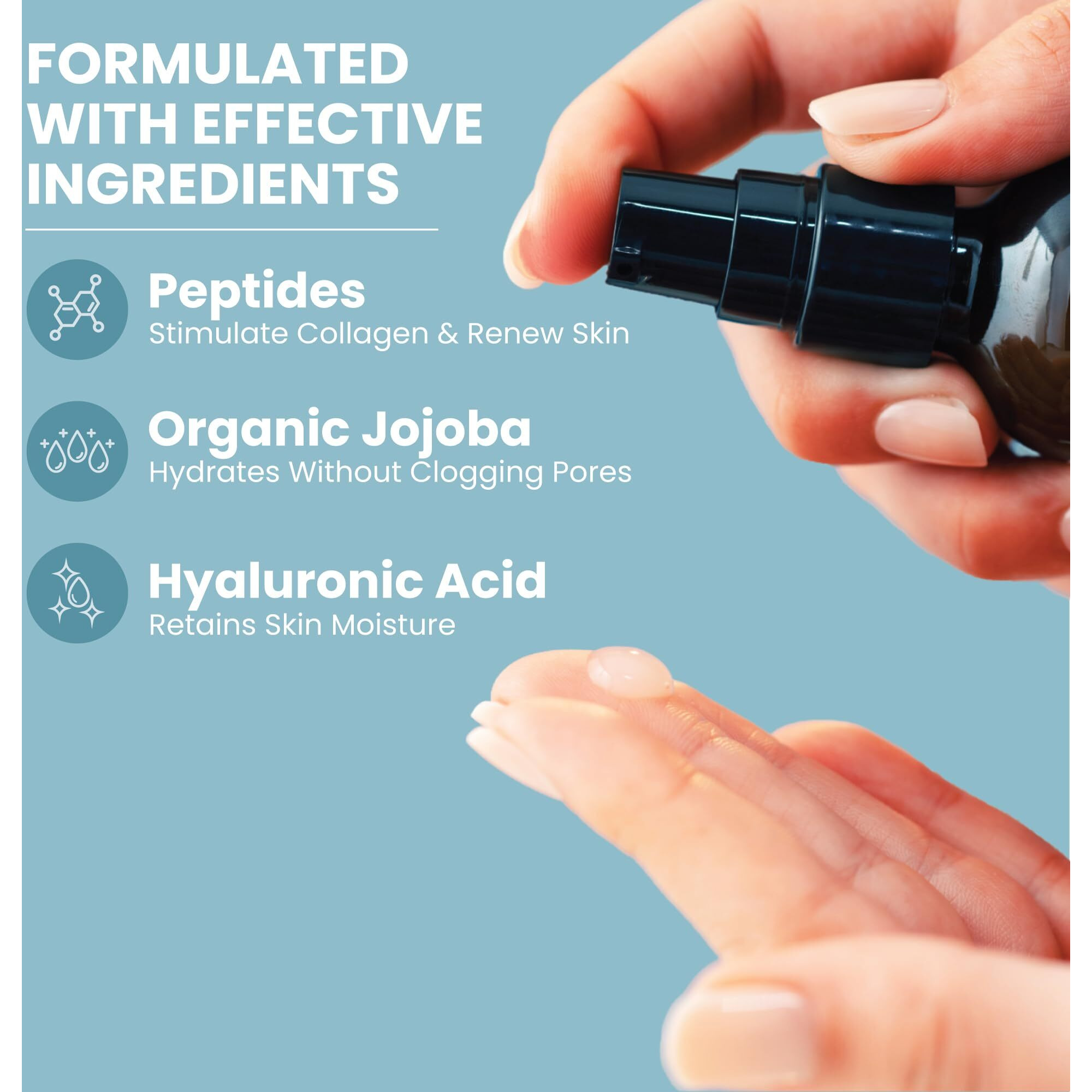 Collagen Peptide Serum - Anti Aging Collagen Serum For Face, Skin Brightening, Reduces Fine Lines & Wrinkles, Heals And Repairs Skin, Microneedling Serum With Hyaluronic Acid (2 Oz)