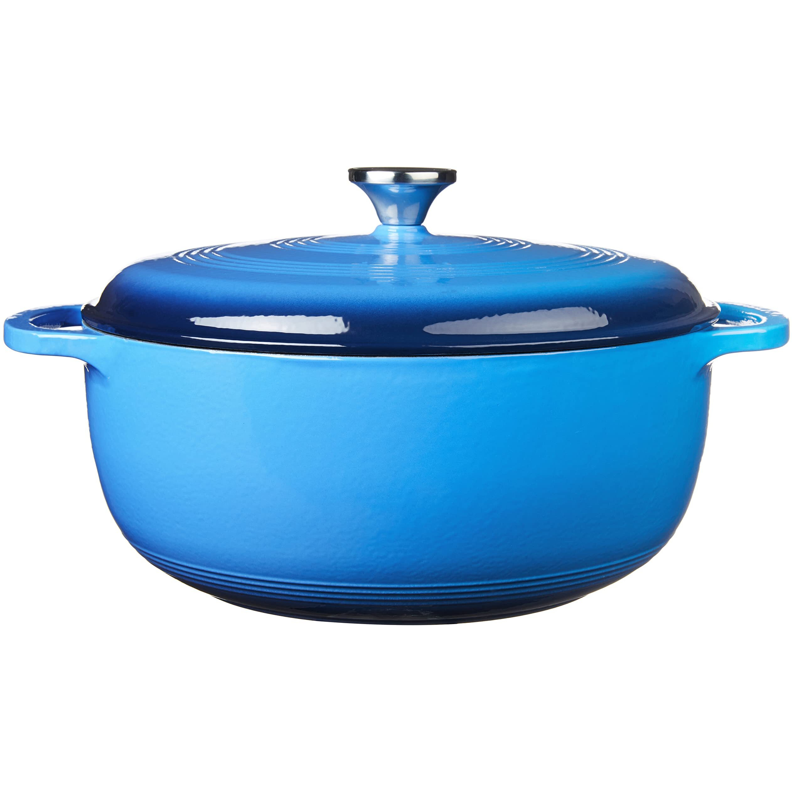 Lodge 7.5 Quart Enameled Cast Iron Dutch Oven With Lid - Dual Handles - Oven Safe Up To 500 F Or On Stovetop - Use To Marinate, Cook, Bake, Refrigerate And Serve - Caribbean Blue