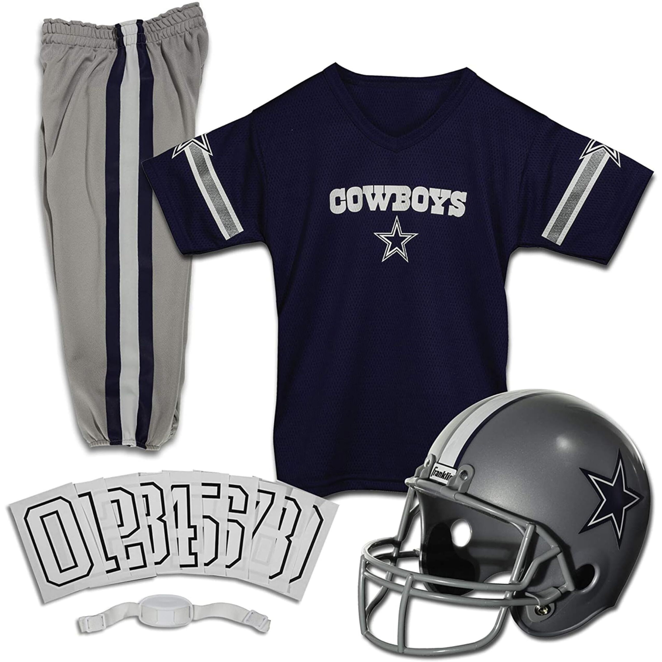 Franklin Sports Dallas Cowboys Kids Football Uniform Set - Nfl Youth Football Costume For Boys & Girls - Set Includes Helmet, Jersey & Pants - Small