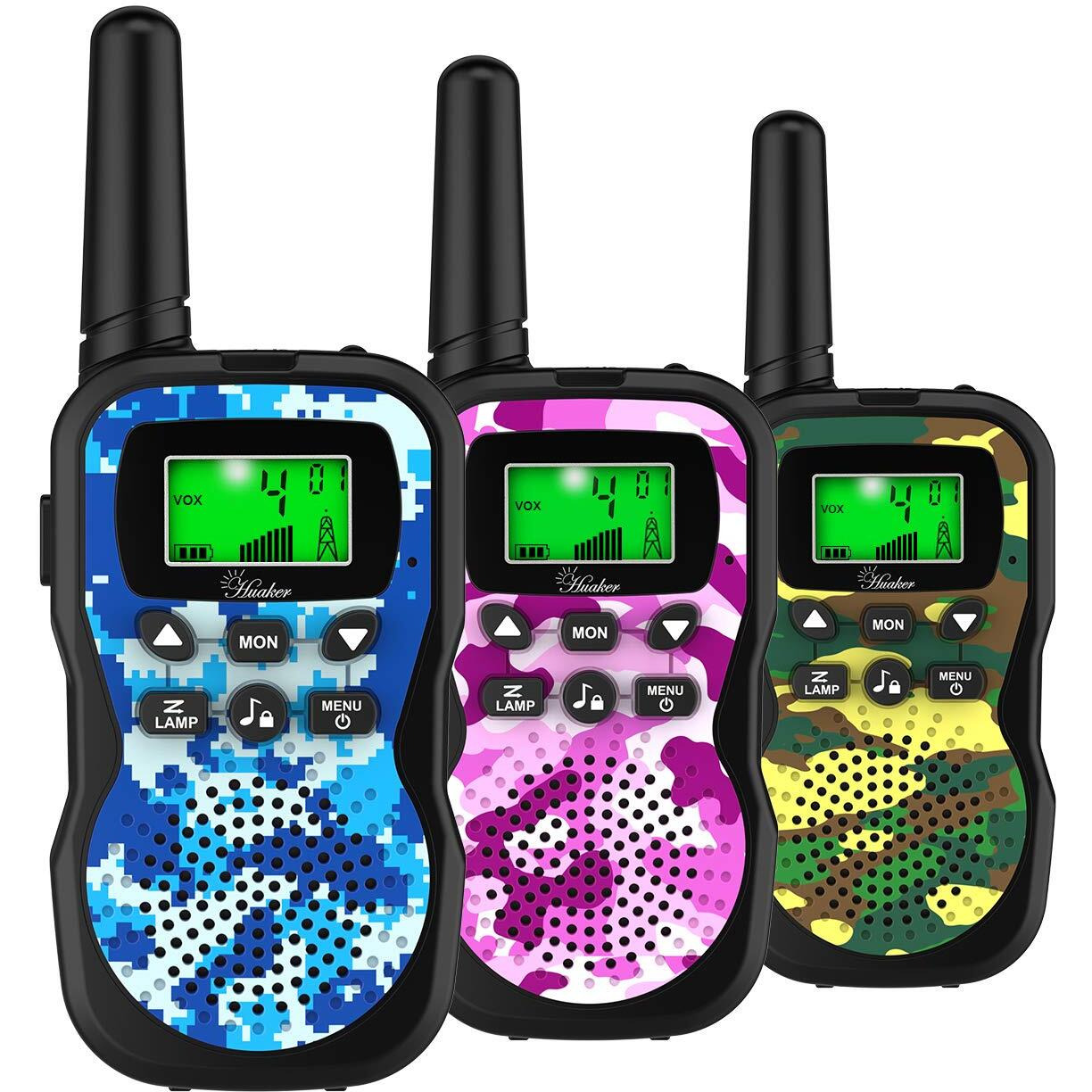 Huaker Kids Walkie Talkies,3 Pack 22 Channels 2 Way Radio Toy With Flashlight And Lcd Screen,3 Miles Range Walkie Talkies For Kids Outside Adventures, Camping, Hiking