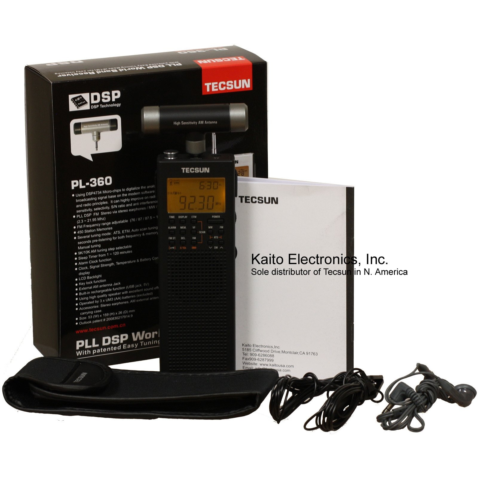 Tecsun Pl-360 Digital Pll Portable Am/Fm Shortwave Radio With Dsp, Black