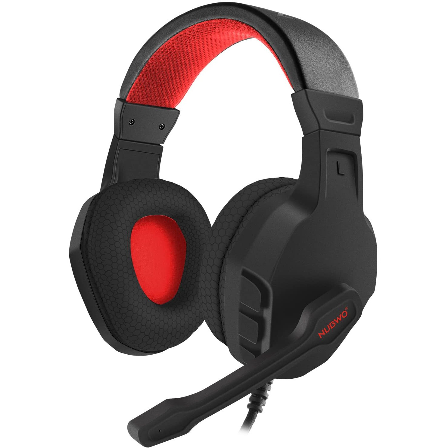 Nubwo U3 Gaming Headset With Mic For Pc, Ps4, Ps5, Xbox 1, Mac, Switch, Wired Over-Ear Gaming Headphones With Mic Clear Call, Lightweight & In-Line Control-Red