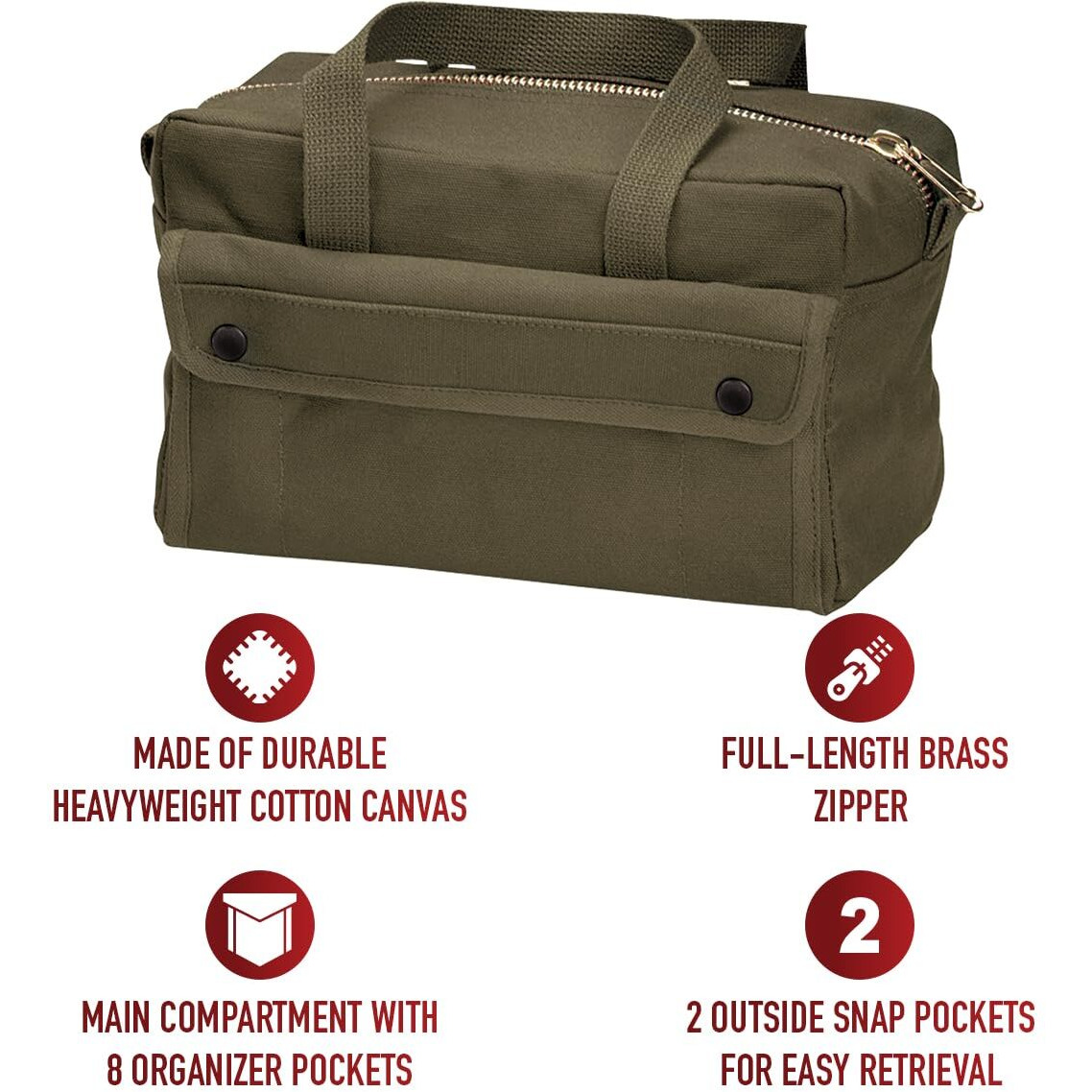 Rothco Mechanics Tool Bag With Brass Zipper - Olive Drab