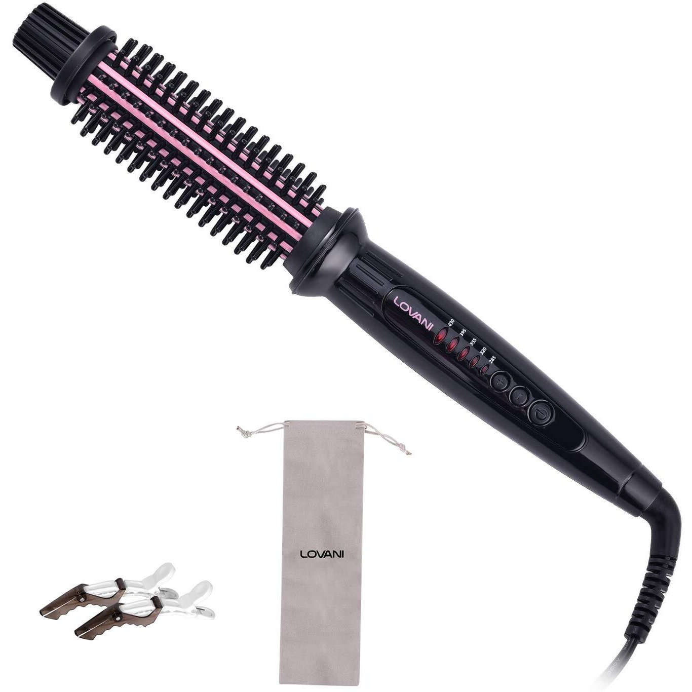 Lovani Curling Iron Brush,Hair Curling Wand With 1 Inch Ceramic Tourmaline Ionic Barrel,Dual Voltage Instant Heat Up Travel Hair Curler