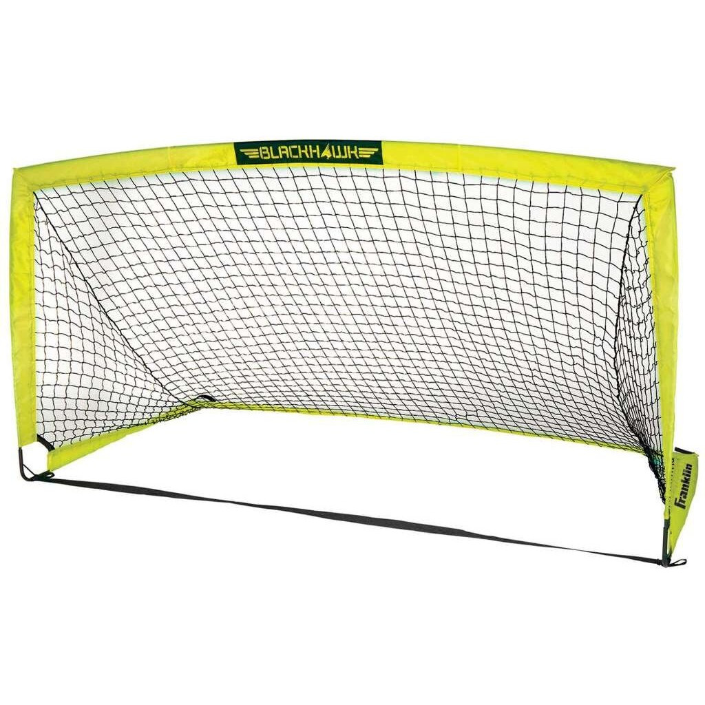 Franklin Sports Blackhawk Backyard Soccer Goal - Portable Kids Soccer Net - Pop Up Folding Indoor + Outdoor Goals - 9' X 5'6"" - Optic Yellow