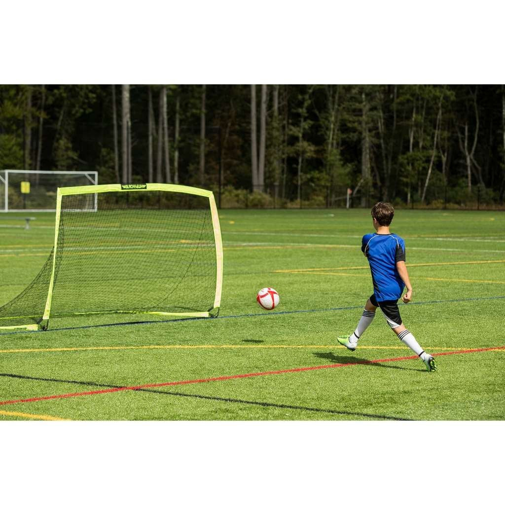 Franklin Sports Blackhawk Backyard Soccer Goal - Portable Kids Soccer Net - Pop Up Folding Indoor + Outdoor Goals - 9' X 5'6"" - Optic Yellow