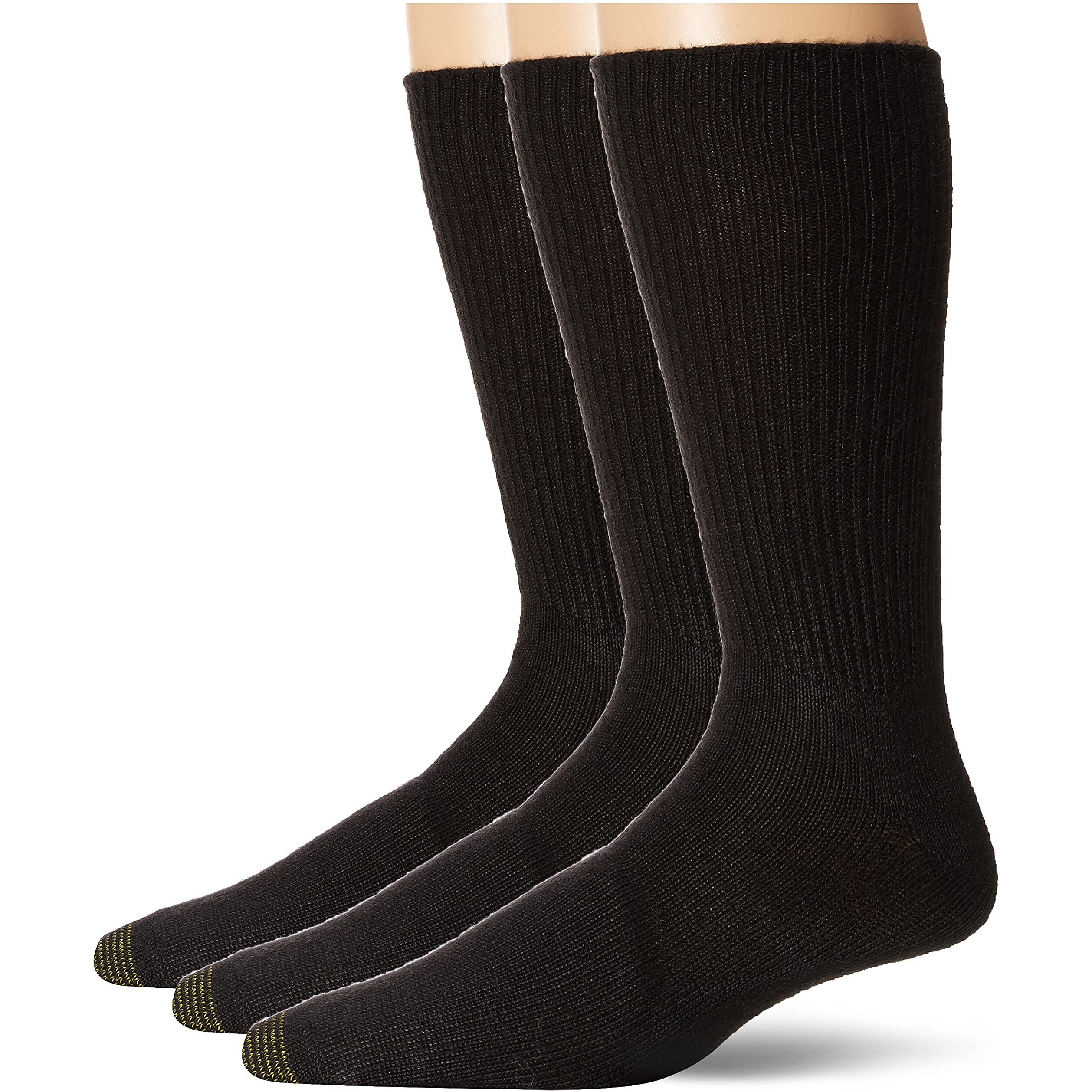 Goldtoe Men's Fluffies Casual Crew Socks, Black (3-Pairs), X-Large