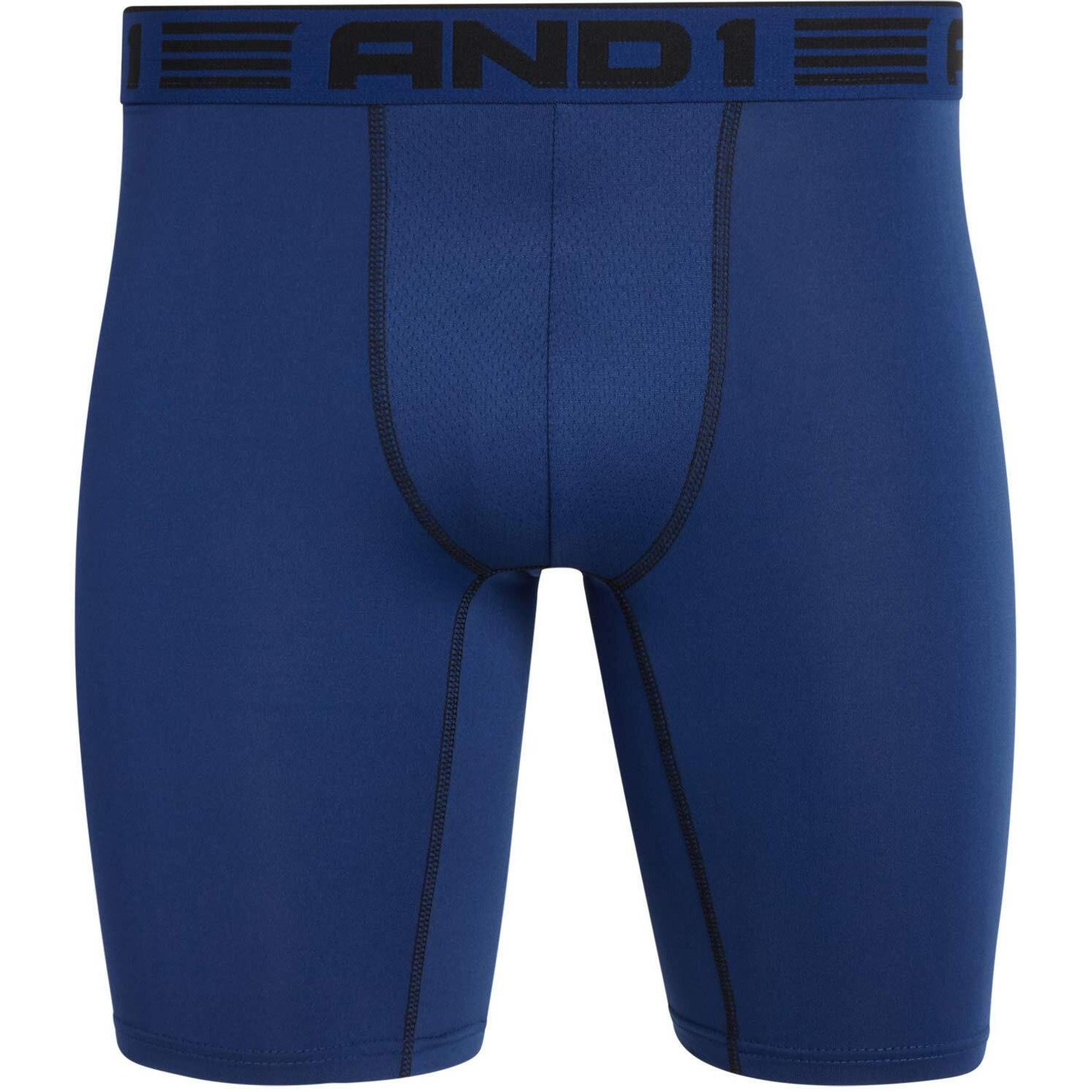And1 Men's Underwear Boxer Briefs - 6 Pack Performance Stretch Long Leg Compression Boxers For Men With Contour Pouch (S-3Xl), Size Large, Black/Blue/Charcoal/Red