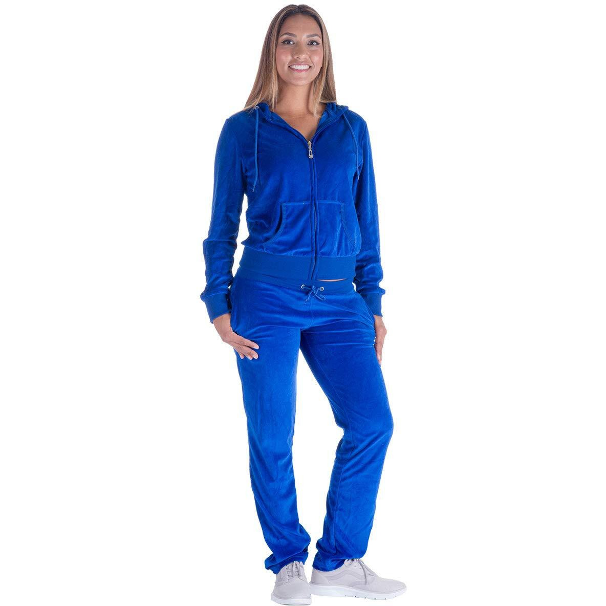 Facitisu Tracksuit For Women Set 2 Piece Joggers Velour Jogging Sweat Outfits Hoodie And Sweatpants Set L, Royal