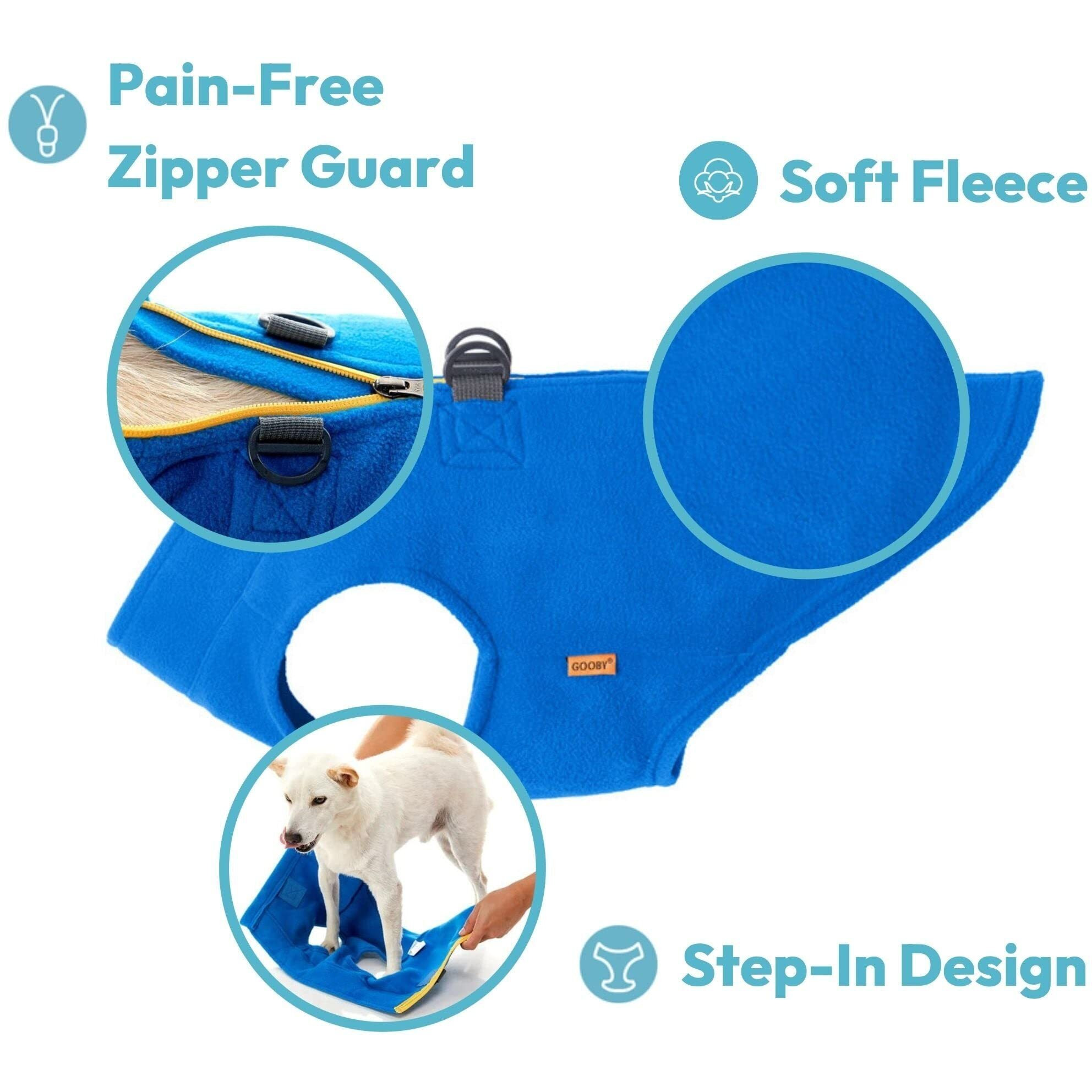 Gooby Zip Up Fleece Dog Sweater - Red, Medium - Warm Pullover Fleece Step-In Dog Jacket With Dual D Ring Leash - Winter Small Dog Sweater - Dog Clothes For Small Dogs Boy And Medium Dogs