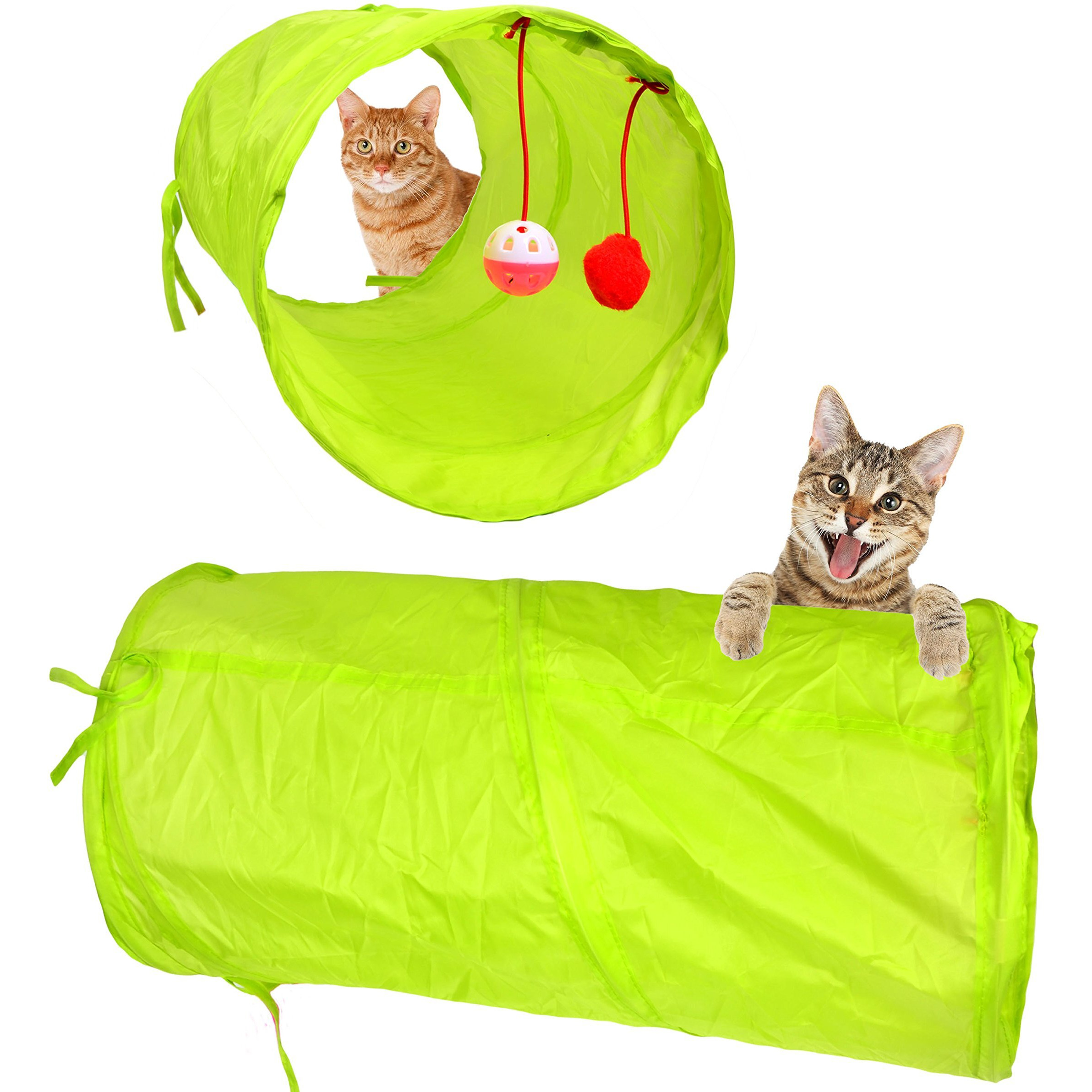 Youngever 24 Cat Toys Kitten Toys Assortments, 2 Way Tunnel, Cat Feather Teaser - Wand Interactive Feather Toy Fluffy Mouse, Crinkle Balls For Cat, Puppy, Kitty, Kitten
