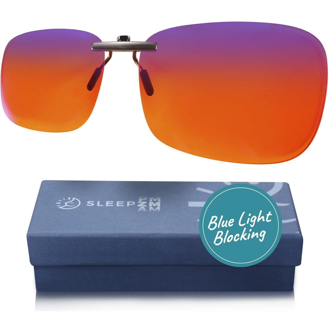 Sleep Zm Clip On 99.9% Orange Blue Light Glasses For Computer, Tv, Gaming Use Improve Sleep Quality By Naturally Producing Melatonin For Women And Men