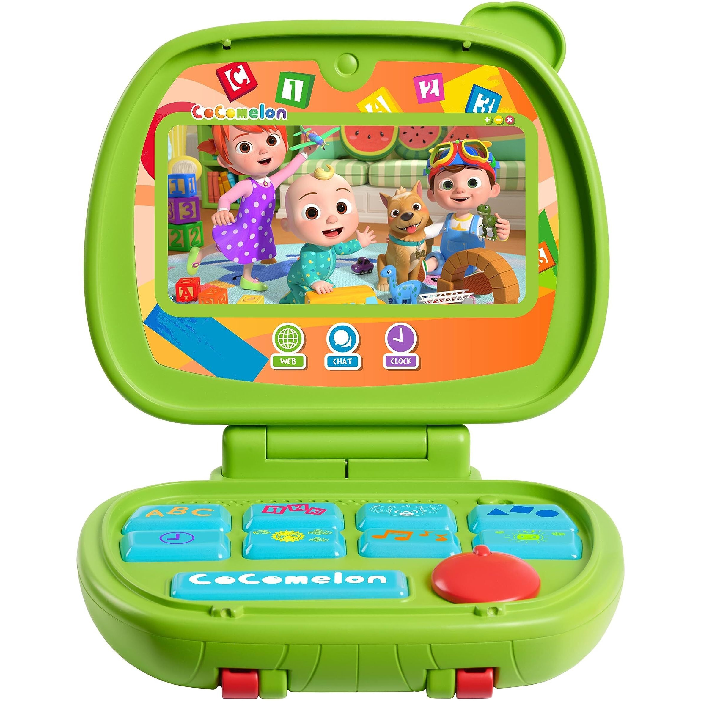 Cocomelon Sing And Learn Laptop Toy For Kids, Lights, Sounds, And Music Encourages Letter, Number, Shape, And Animal Recognition, Officially Licensed Kids Toys For Ages 18 Month By Just Play