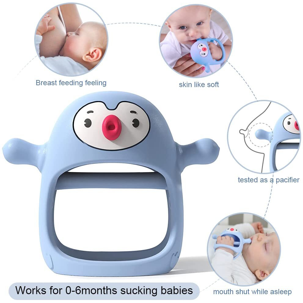 Smily Mia Breastfed Baby Pacifiers, Baby Teethingtoys For 0-6Months, Baby Teethers For 3-6Months, Hand Teether For Infants, Baby Essentials&Baby Registry For New Born, Baby Must Need Items, Light Blue